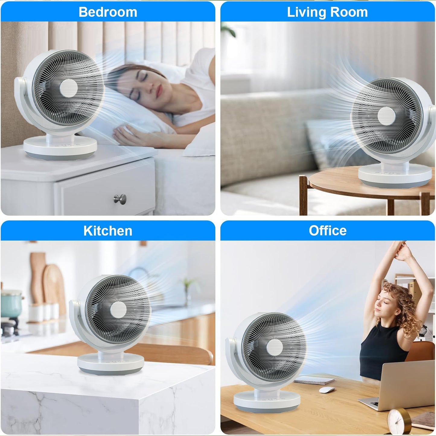 BN-LINK Desk Fan With 3 Speeds & Timer, 10’’ Quiet Air Circulator Fans, Touch Operation, 90°Auto-Oscillating Fan With Aromatherapy Box, Smart Table Fan For Bedroom, Home And Office