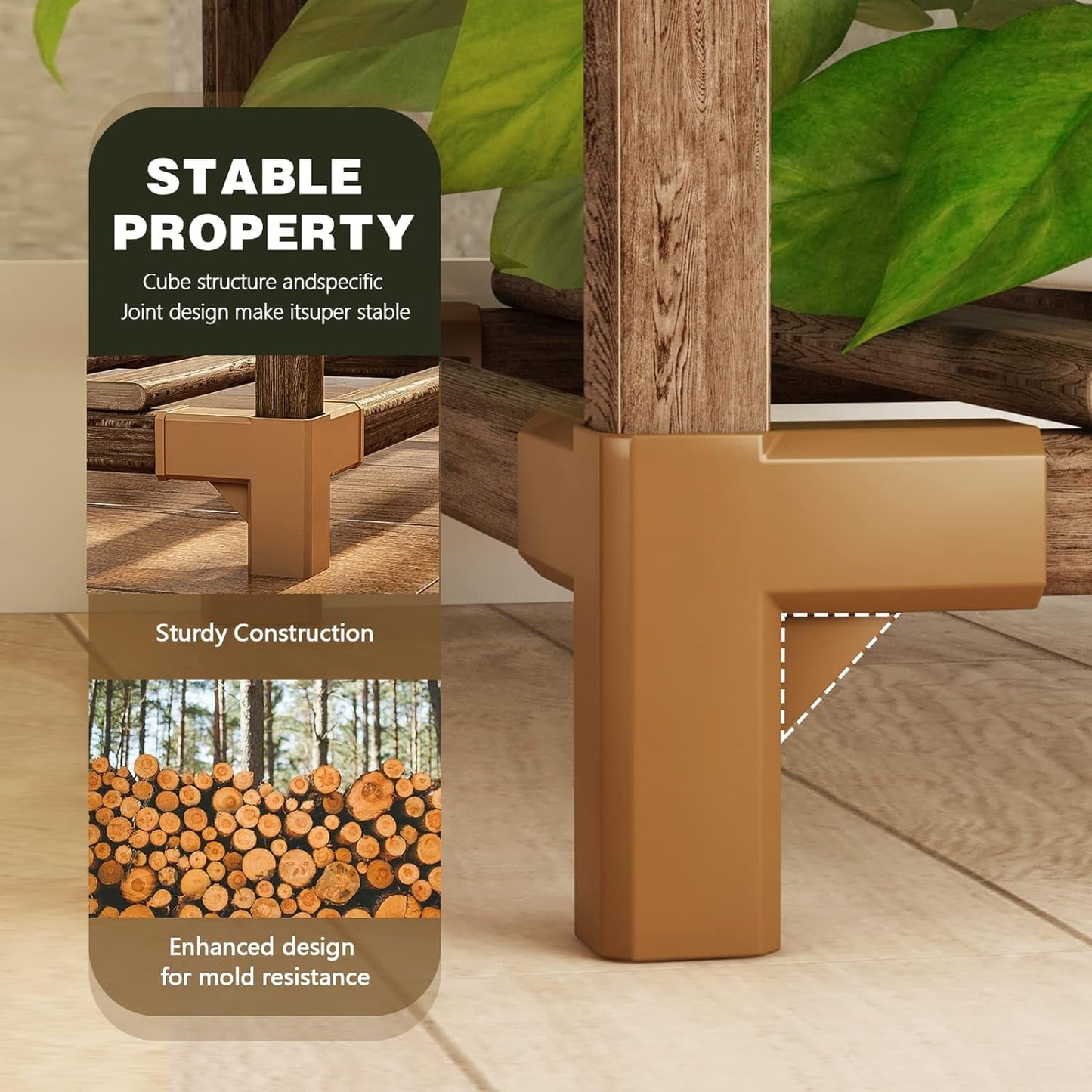 Behome Plant Stand Indoor, Wood Plant Shelf with 4 Tier Ladder & 14 Pots, Corner Plant Stand, Tall Plant Holder for Living Room & Balcony, Home Decor