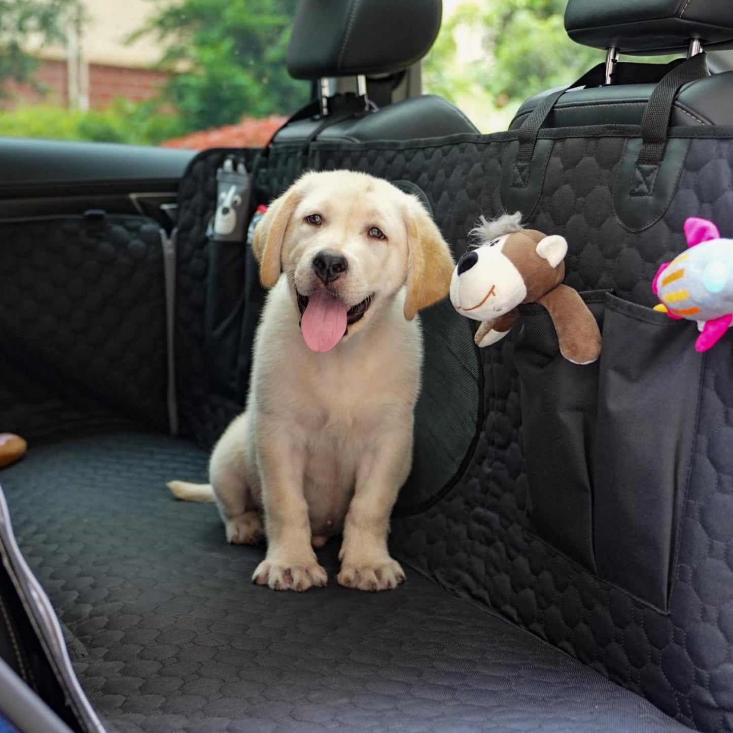Behome Waterproof Dog Car Seat Cover For Back Seat, Collapsible Anti-Scratch Car Seat Protector with Mesh Window & Storage Pocket for Cars Trucks and SUV(52" W x 57" L)