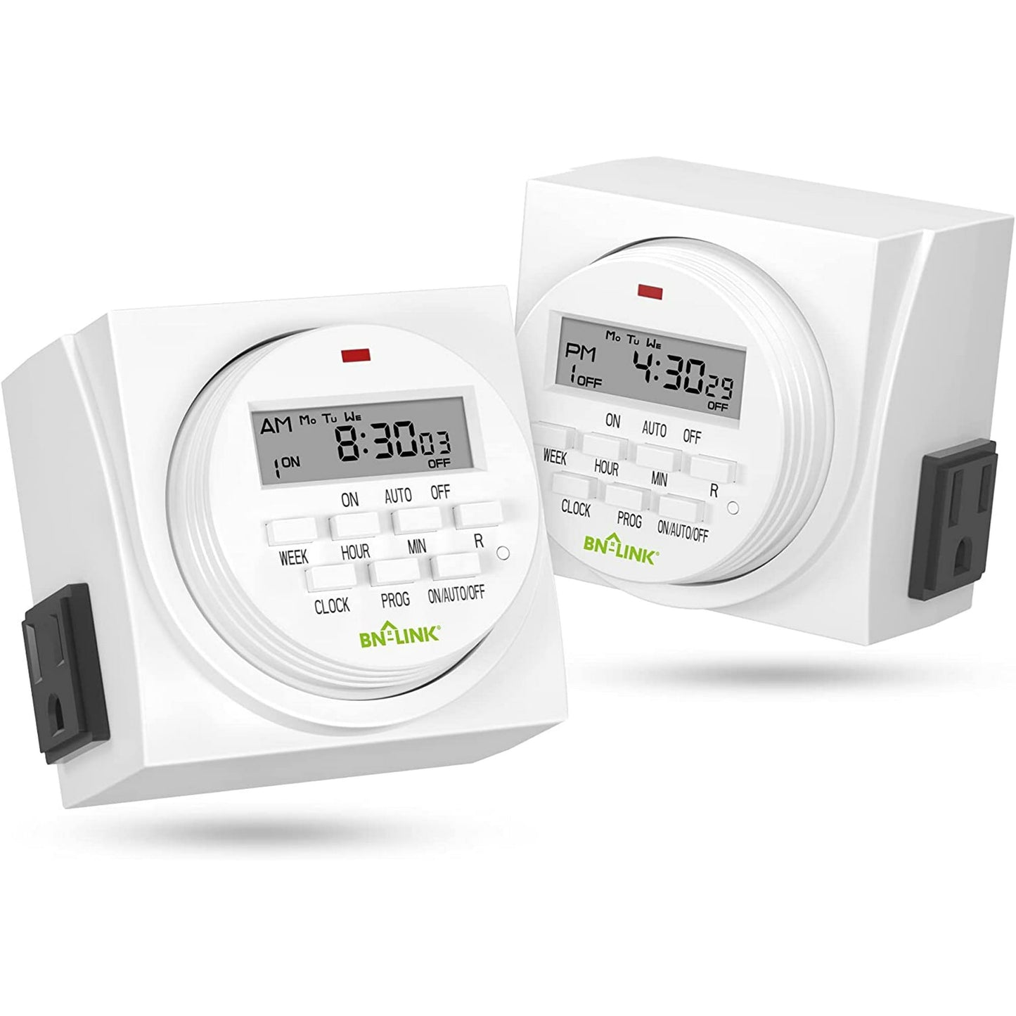 BN-LINK 7 Day Heavy Duty Digital Programmable Timer, FD60 U6, 115V, 60Hz, Dual Outlet, For Lamp Light Fan Security UL Listed(2 Pack)