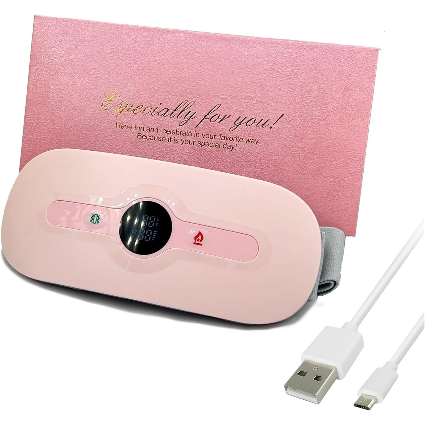 Behome Heating Pad for Period Cramps, Portable Cordless, 6 Heat Levels and 6 Massage Modes, Waist or Belly Heating Pad for Women and Girl(Pink)