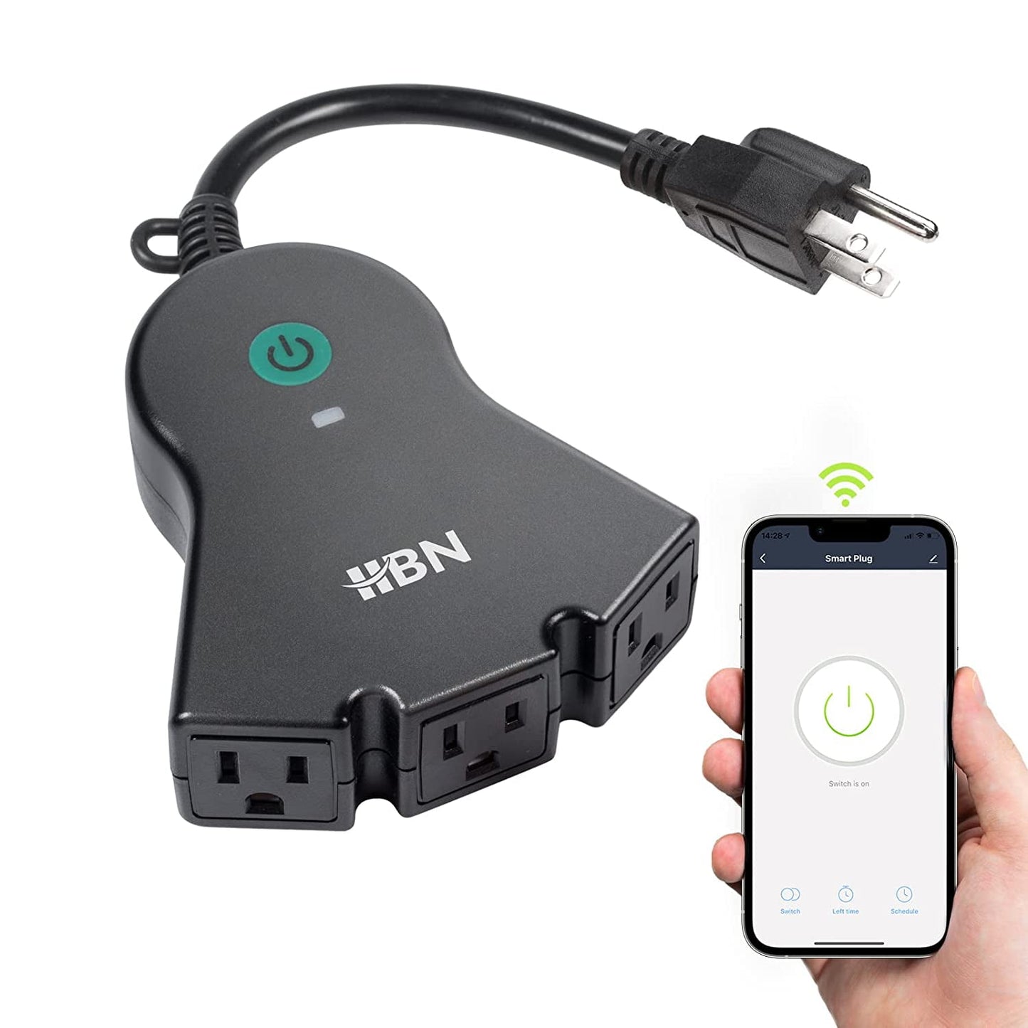 HBN Outdoor Smart Plug, Wi-Fi Heavy Duty Outlet with 3 Independent Outlets, Compatible with Alexa and Google Assistant, IP44 Waterproof, Voice & Remote Control Outlet, No Hub Required, ETL Listed