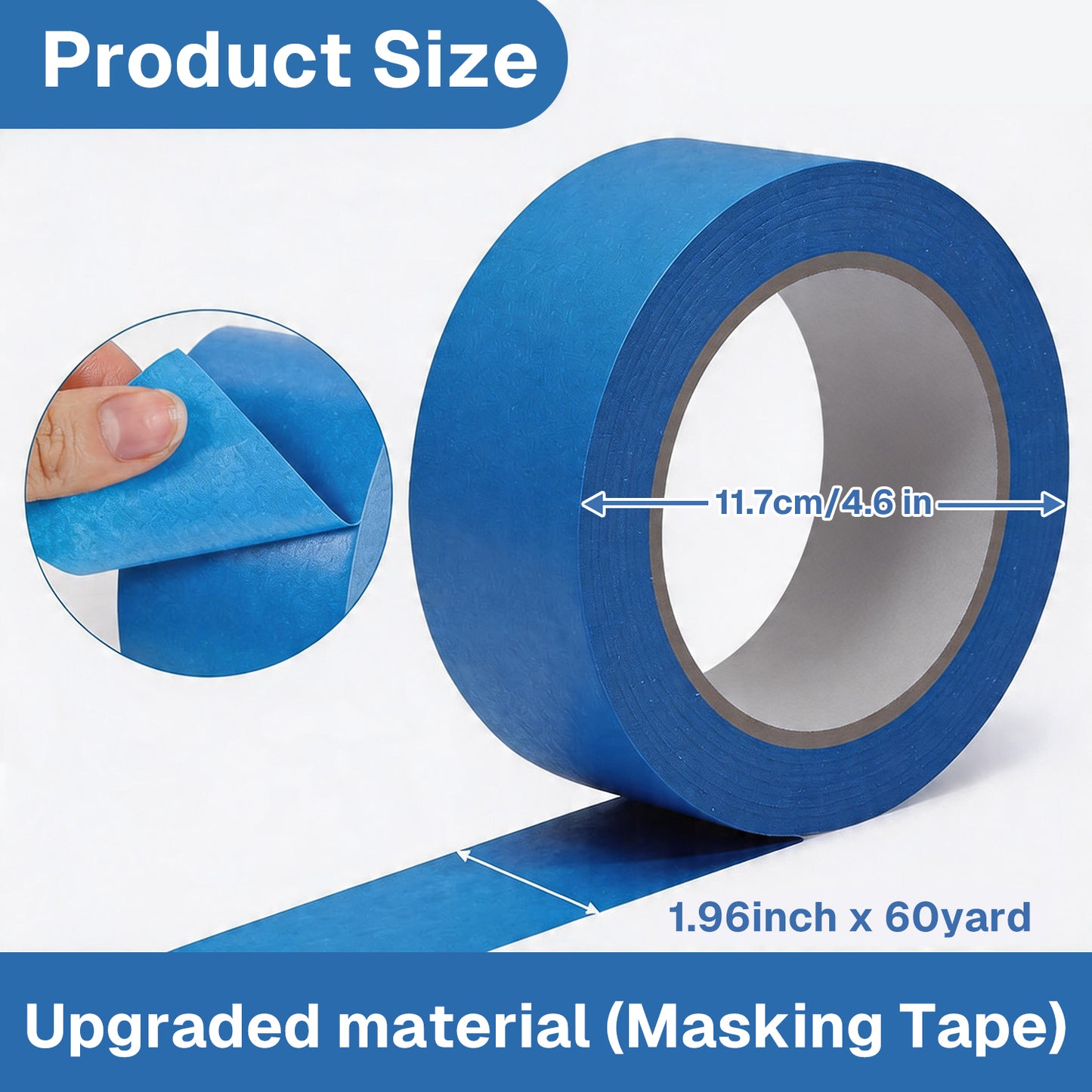 BN-LINK 3 Rolls Painters Tape, 2 In x 60 Yards Masking Tape, Multi-Purpose Blue Tape, Protects Surfaces and Removes Easily for DIY Artist Craft Arts, Decoration, Drafting