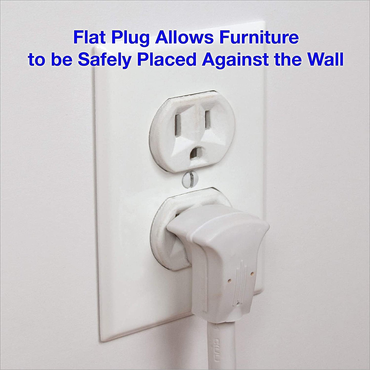 Clear Power 6 Outlet Power Strip 3 ft Power Cord, Low-Profile Flat Plug, 3-Prong Grounded, White, 15 Amp Circuit Breaker, 2 Pack