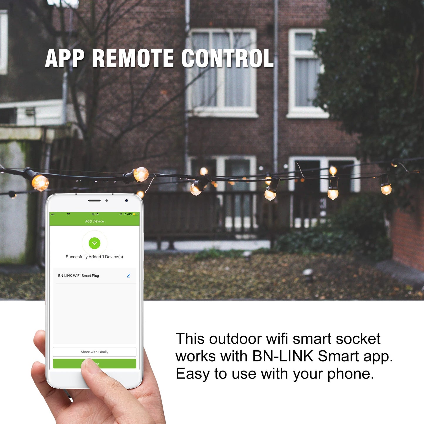BN-LINK Smart WiFi Heavy Duty Outdoor Outlet, Timer and Countdown Function, No Hub Required for Outdoor Lights, Compatible with Alexa and Google Assistant, 2.4 GHz Network only