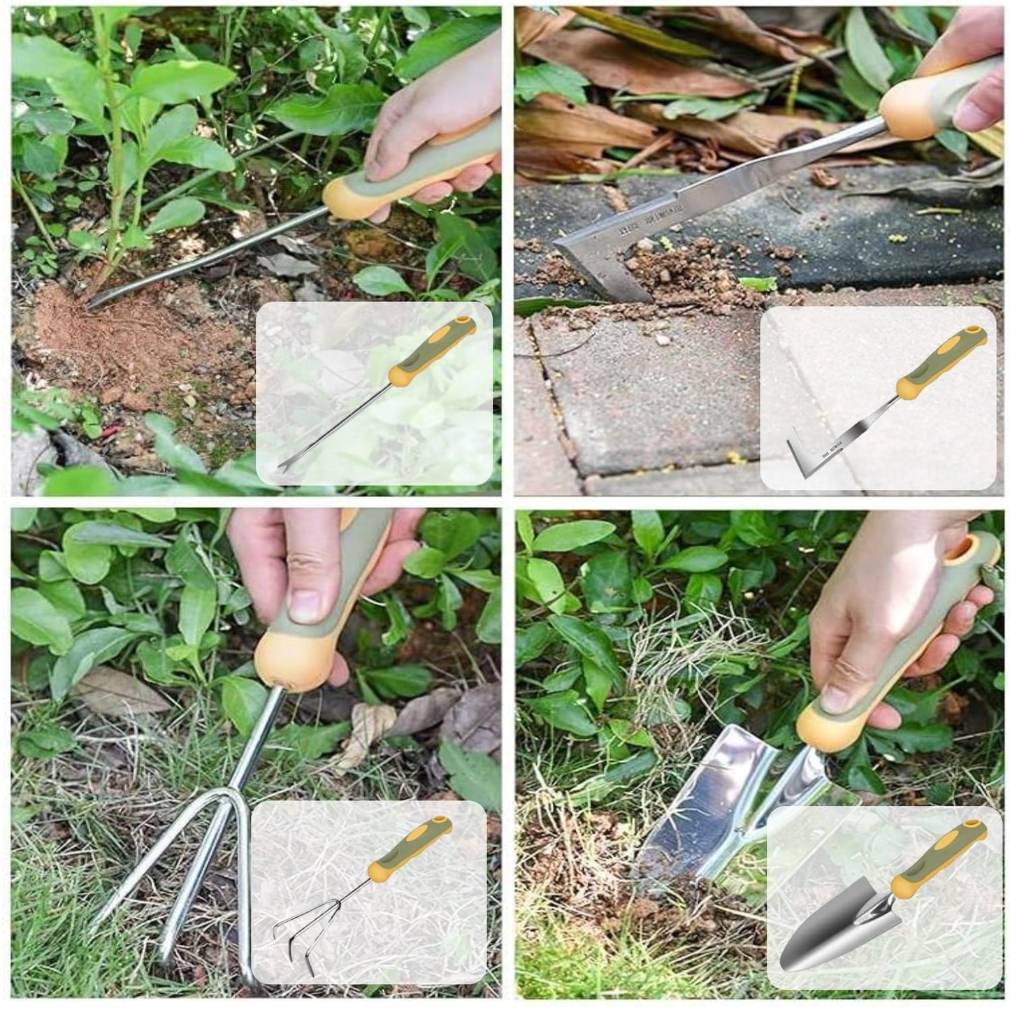 BN-LINK Garden Tool Set, 9 Piece Stainless Steel Rust-Proof Heavy Duty Gardening Tools with Non-Slip Rubber Handle, Durable Garden Tool Bag, Ideal Gardening Gifts for Women and Men