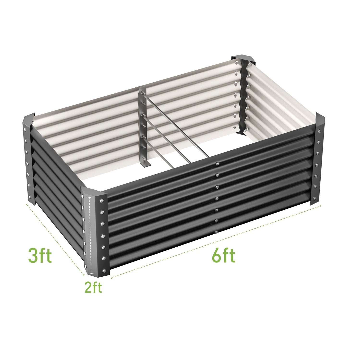 BN-LINK 6×3×2 ft Raised Garden Bed Kit, Rectangular Galvanized Metal Planter Garden Boxes Outdoor, Large Garden Beds for Vegetables Flowers, Easy DIY and Cleaning