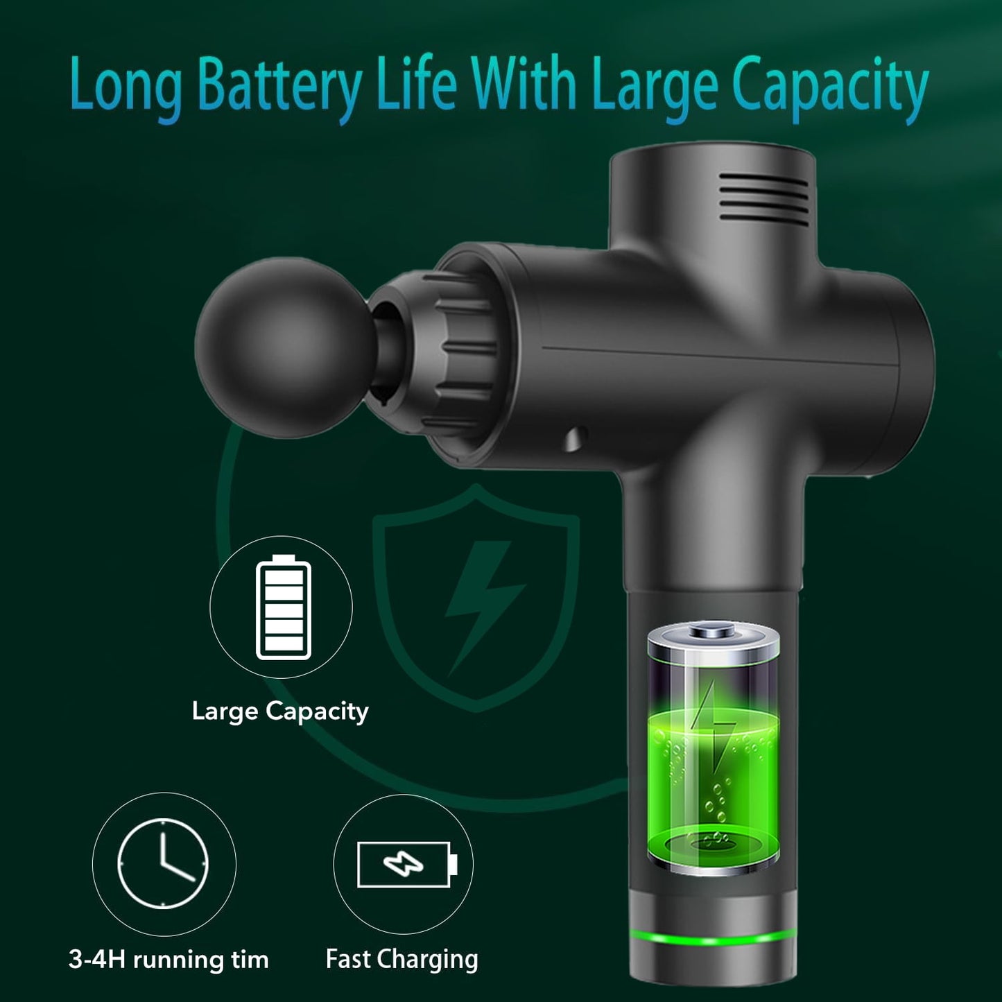BN-LINK Massage Gun with 30 Speeds, Electric Deep Tissue Back Massage with 6 Massage Heads, Percussion Massage Device for Pain Relief Athletes, Black