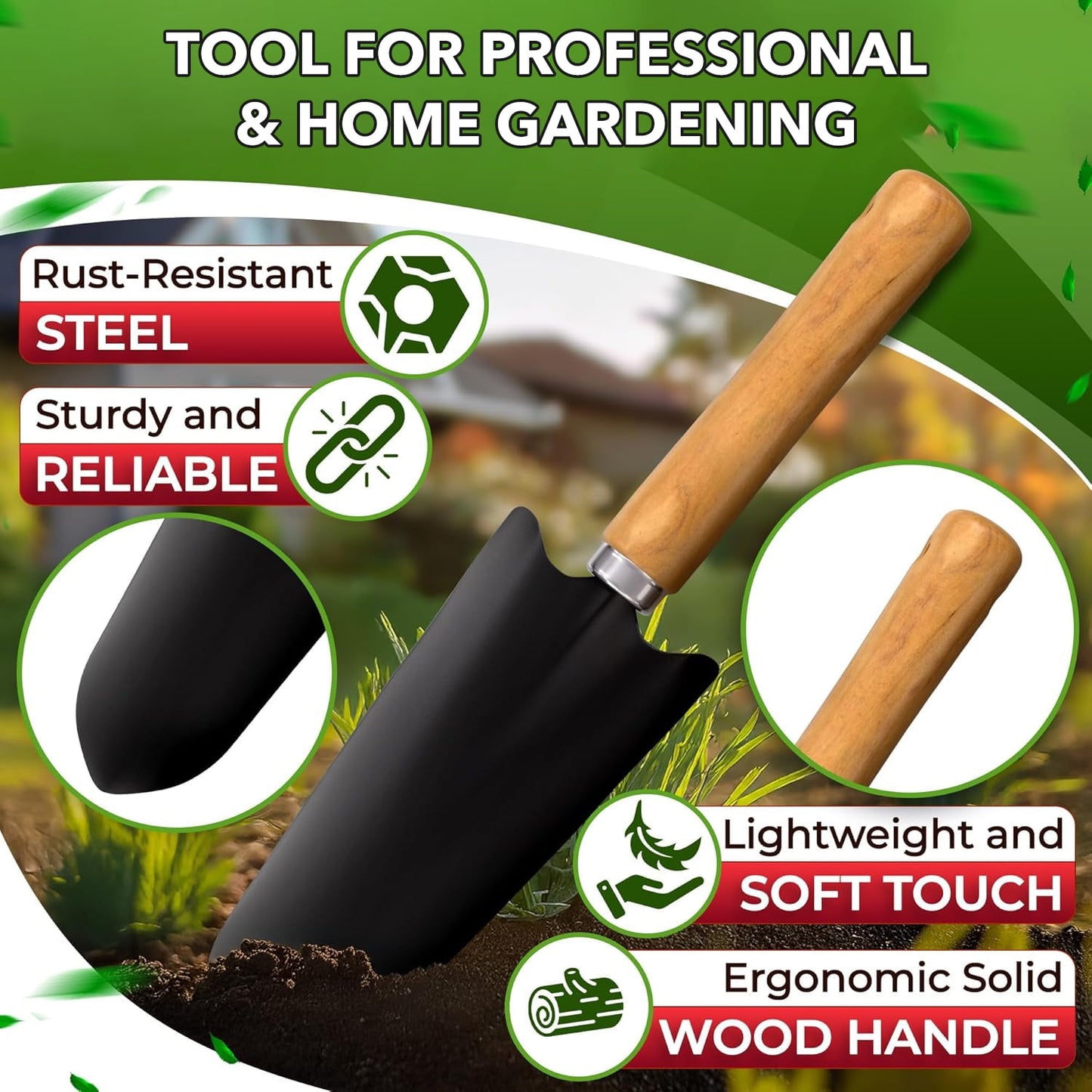 BN-LINK Gardening Tool Set, 9 Piece Heavy Duty Gardening Hand Tools with Delicate and Durable Garden Tools Organizer Handbag, Rust-Proof Garden Tool Set, Ideal Gifts for Women and Men