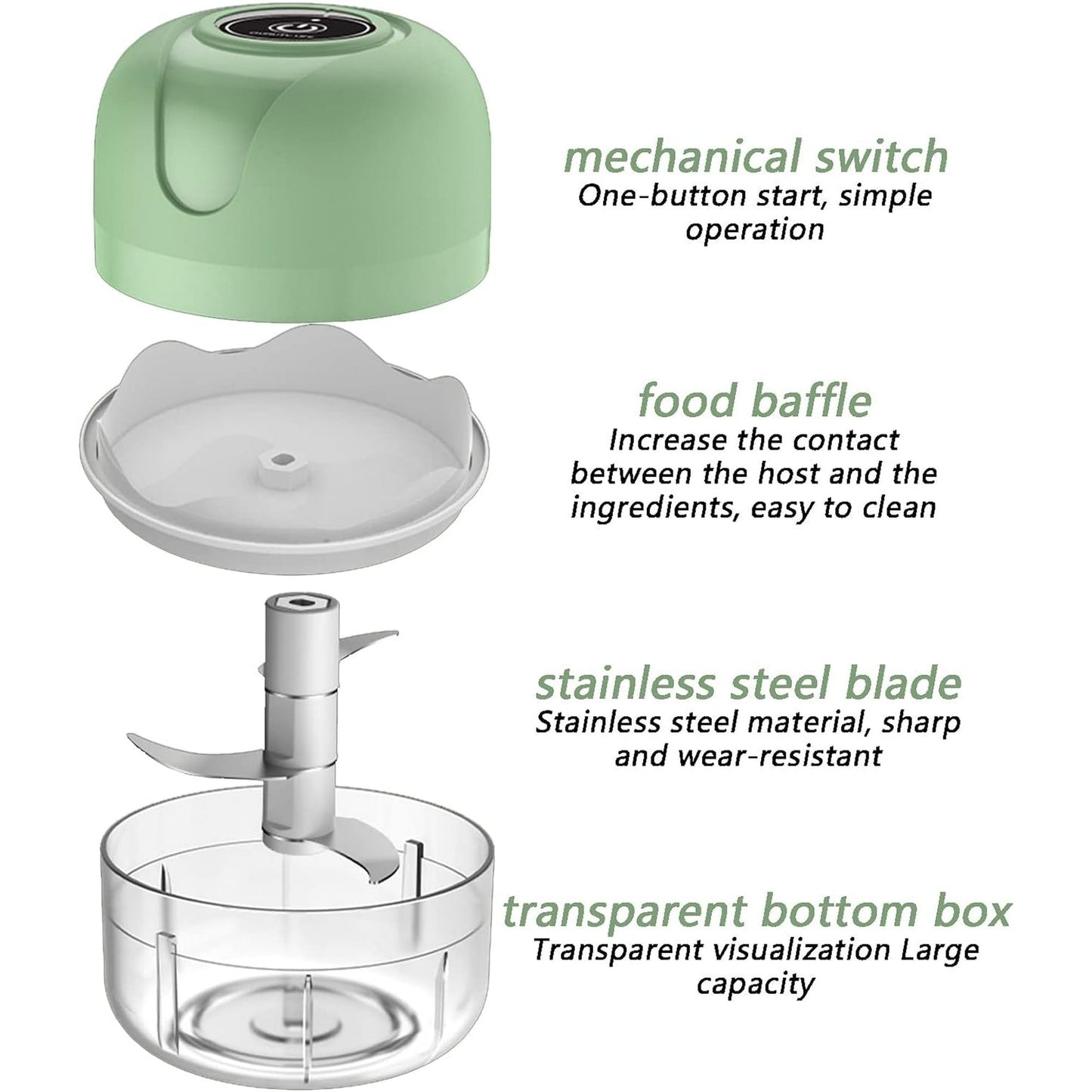 Electric Garlic Chopper, 250ML Mini Vegetable Chopper With USB Rechargeable, 304 Stainless Steel Blade, Portable Electric Mini Food Chopper for Garlic, Ginger, Onion, Chili, Vegetable
