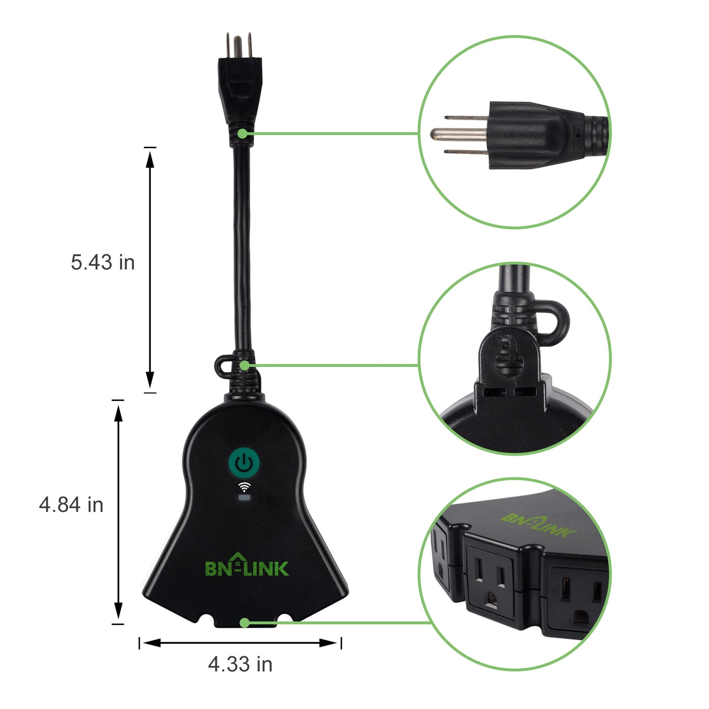 BN-LINK Smart WiFi Heavy Duty Outdoor Outlet, Timer and Countdown Function, No Hub Required for Outdoor Lights, Compatible with Alexa and Google Assistant, 2.4 GHz Network only
