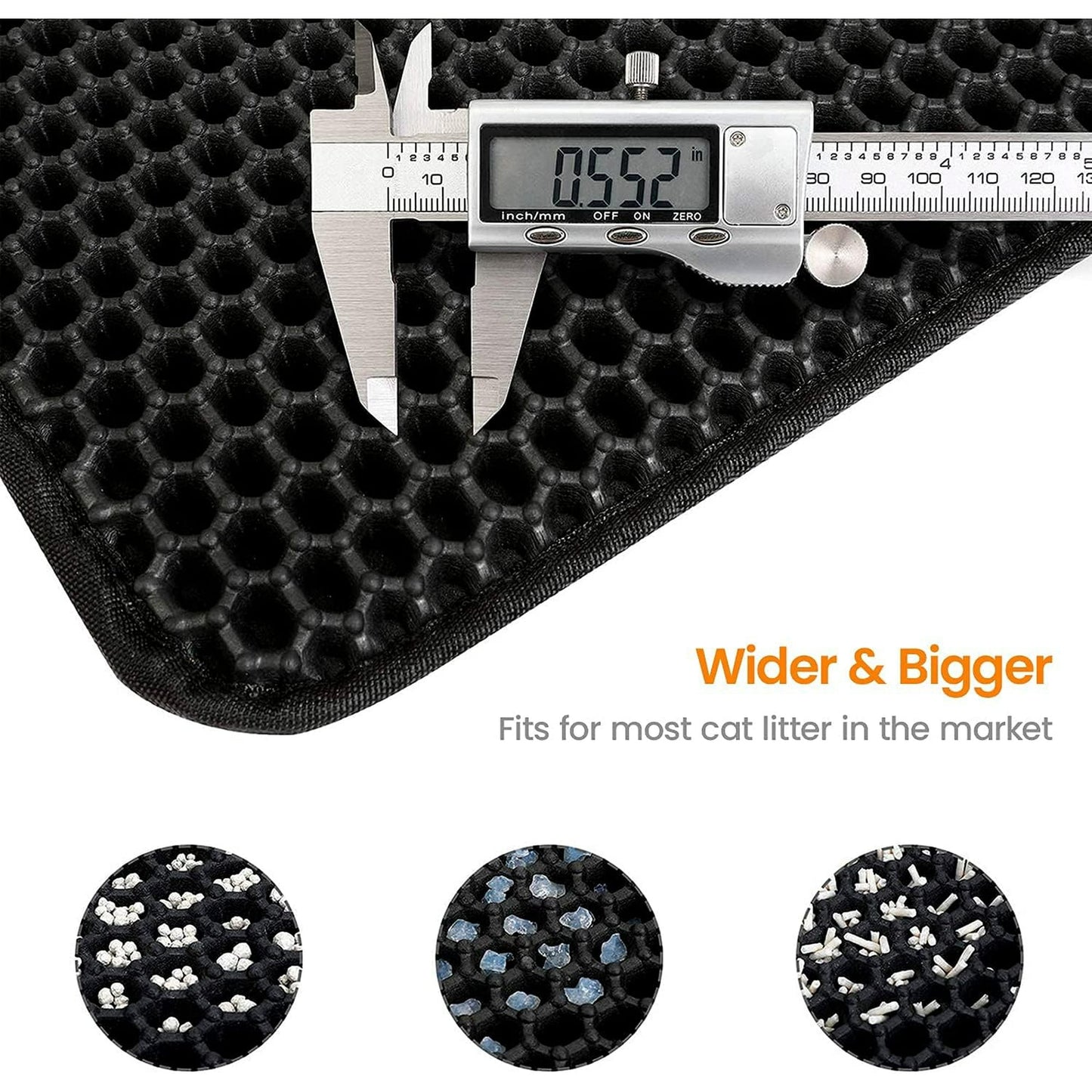 BN-LINK 21" x 29" Cat Litter Mat Trapping Match, Honeycomb Double Layer Design, Urine-Proof and Water Proof, Scatter Control, Easier to Clean & Washable(Black)