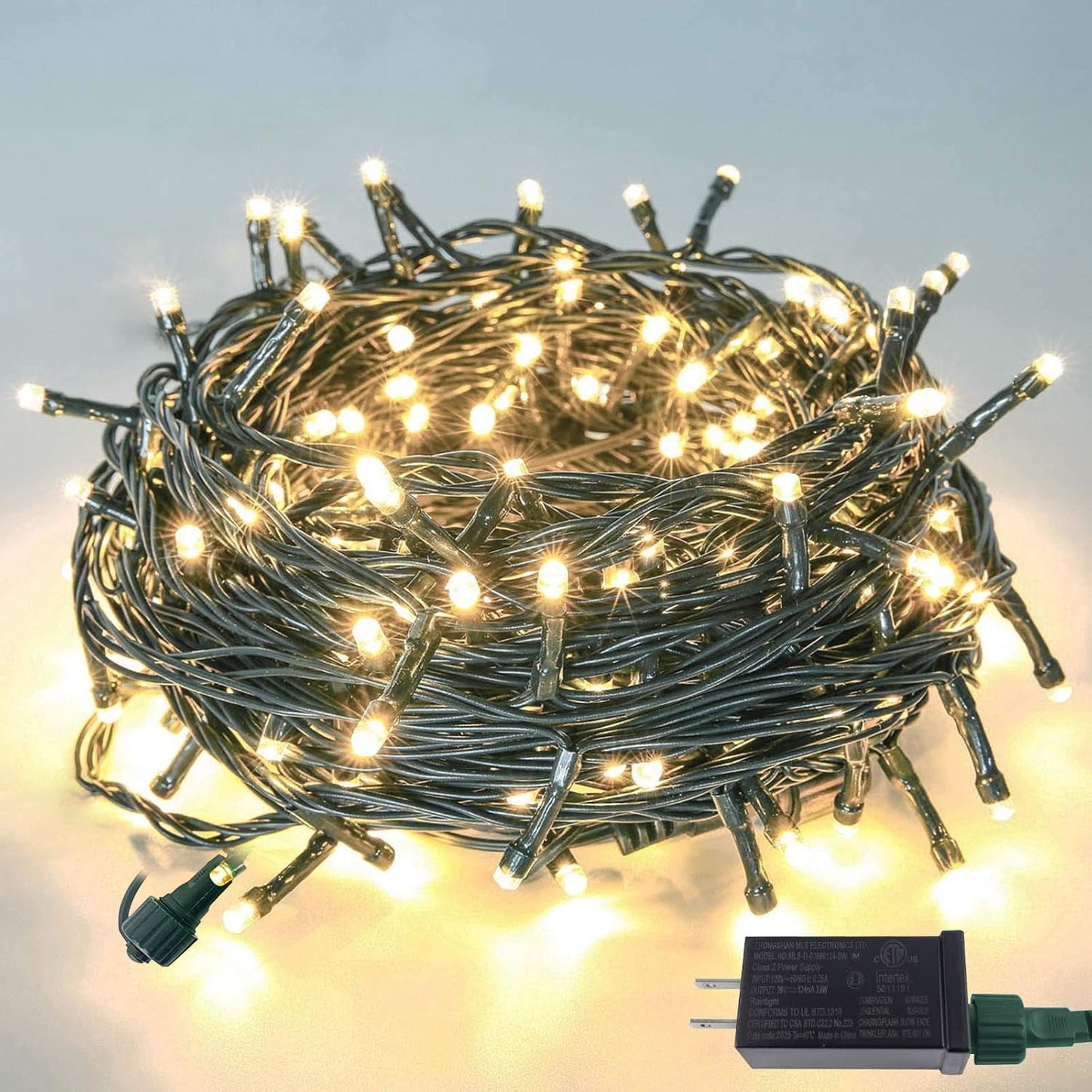 Behome 66FT 200 LED String Lights, Plug-in Outdoor/Indoor Christmas Tree Lights with 8 Modes, Waterproof String Lights for House Yard, Patio & Xmas Decorations(Warm White)