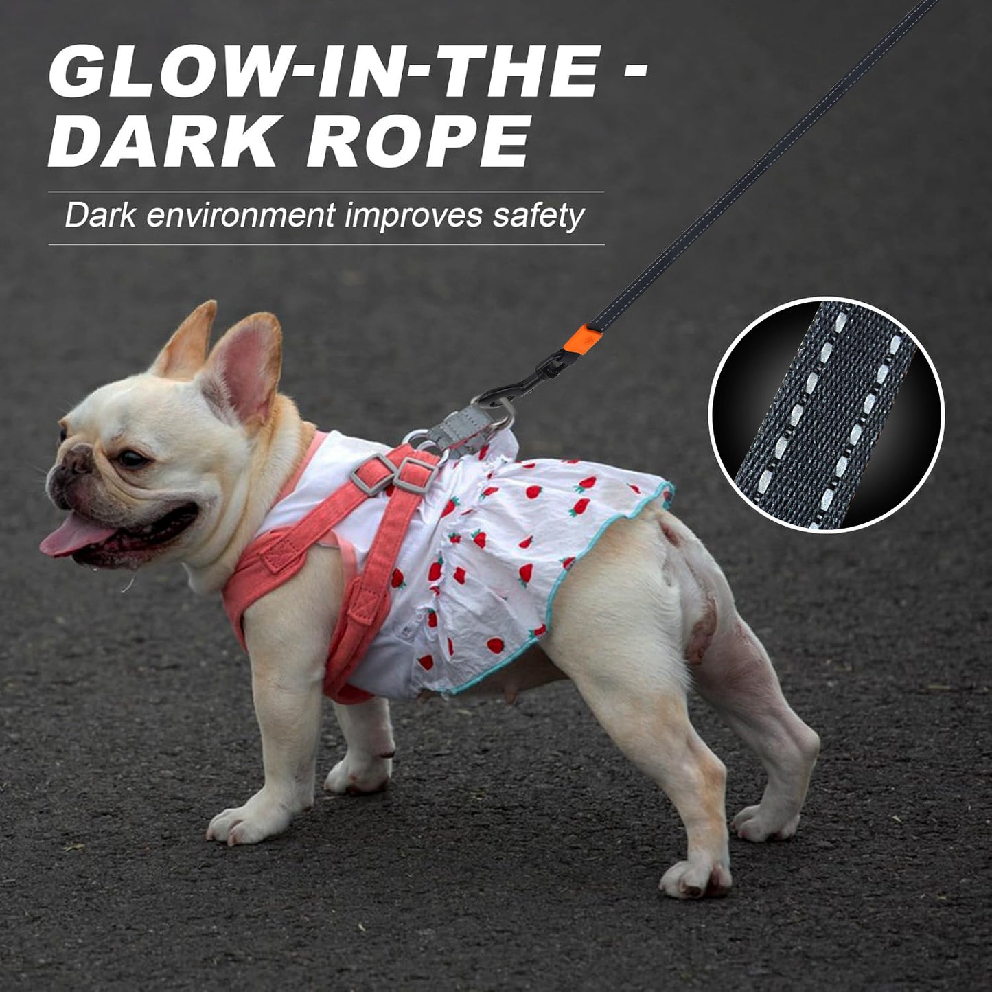 Behome 16Ft Retractable Dog Leash,Walking Leash for Medium Dogs/Cats Up to 66lbs,Luminous Spring Strong Nylon Tape, 360° Tangle Free, One-Handed Brake