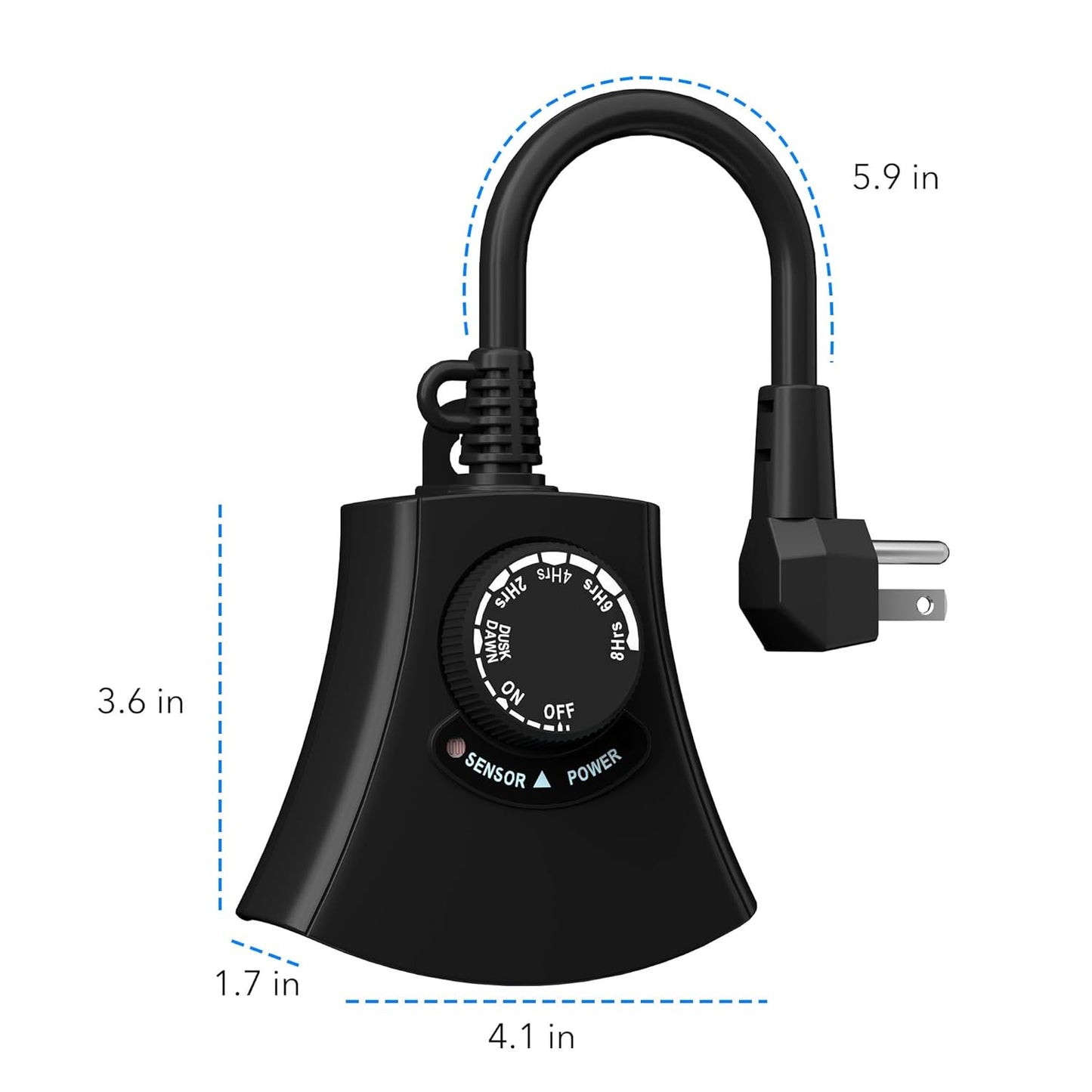 HBN Outdoor Light Timer Waterproof, Weatherproof Photocell Dusk to Dawn Light Sensor Timer 2/4/6/8 Countdown Timer, 3 Grounded Outlet for Christmas Lights,Hallowen Deceration,1875W 15A 1/2HP