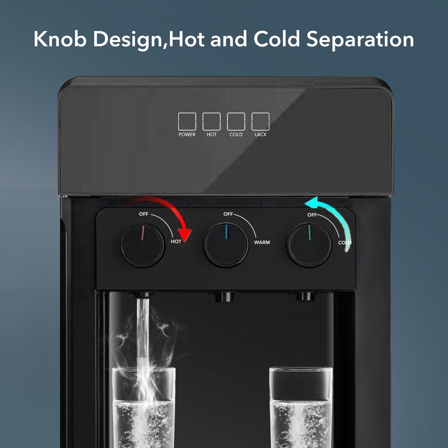 Behome Bottom Load Water Cooler Dispenser with Lack Water Alert, 3 Temperature Settings-Hot, Cold & Room-Temperature Water, Holds Up to 5 Gallon Bottles, Low Noise, for Homes, Kitchens, Dorms