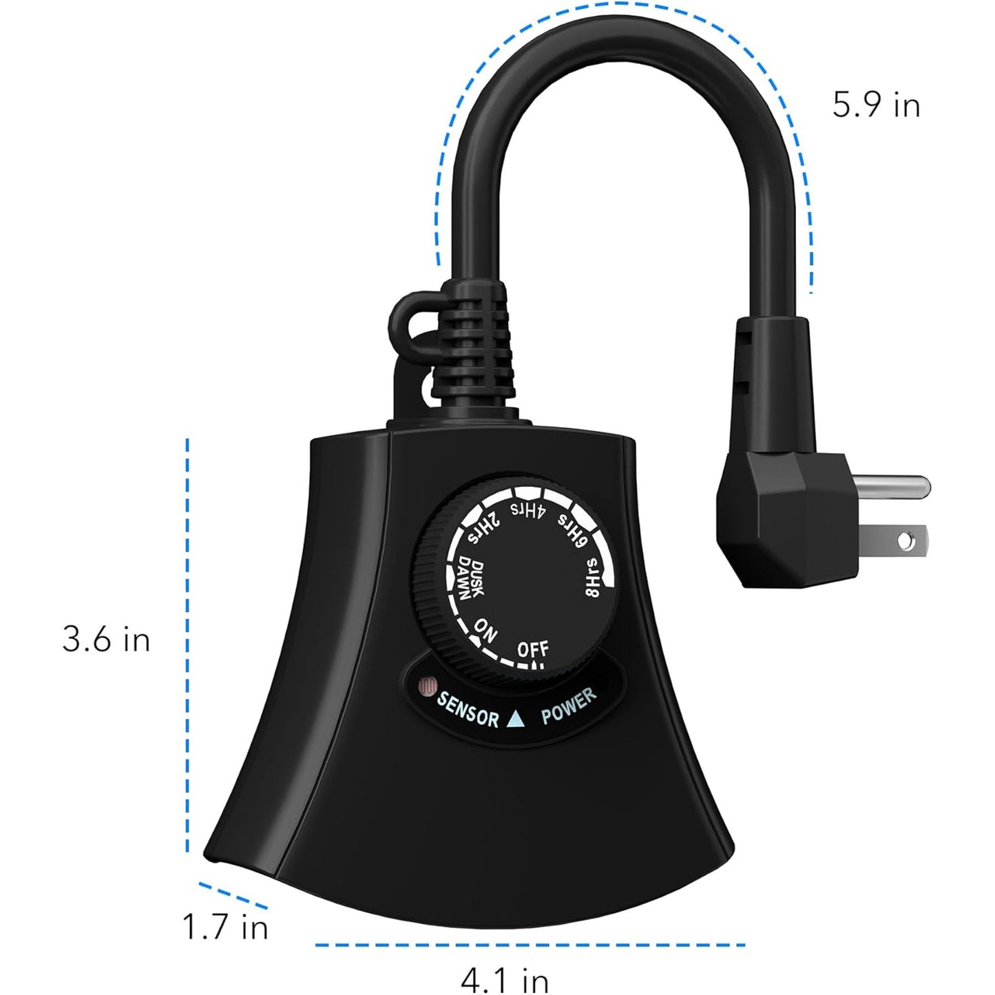 HBN Outdoor Light Timer Waterproof, Weatherproof Photocell Dusk to Dawn Light Sensor Timer 2/4/6/8 Countdown Timer, 3 Grounded Outlet for Christmas Lights,Hallowen Deceration,1875W 15A 1/2HP(2pack)