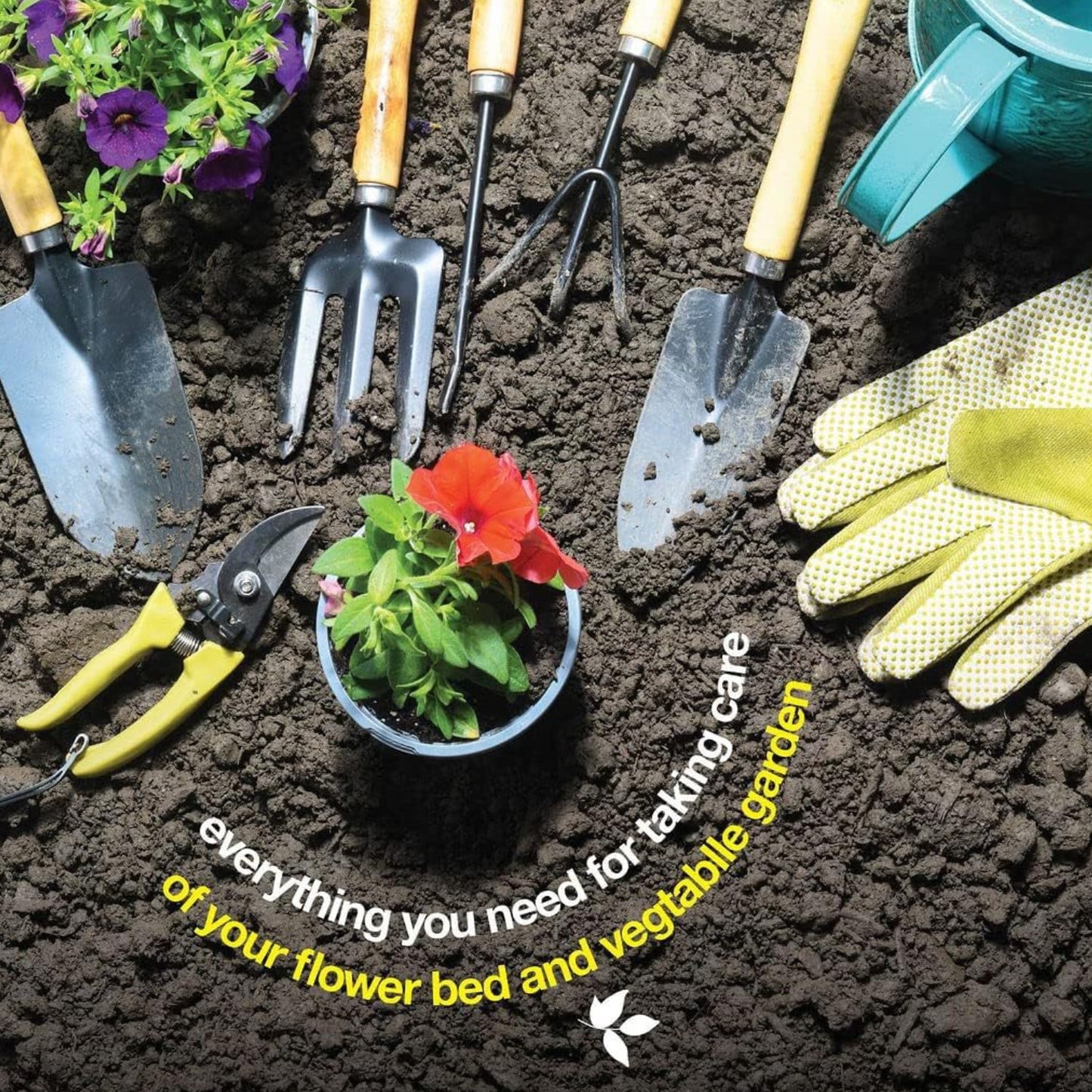 BN-LINK Gardening Tool Set, 9 Piece Heavy Duty Gardening Hand Tools with Delicate and Durable Garden Tools Organizer Handbag, Rust-Proof Garden Tool Set, Ideal Gifts for Women and Men