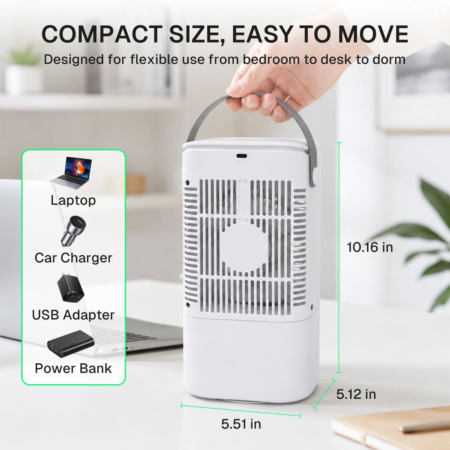 Behome Mini Portable Air Conditioners, 4-in-1 Personal Mini Air Conditioner Cooling Fan, Cooling Fan with 3 Speeds & 3 Mist, 7-Color Night Light, 900 ML Small Cooling Fan For Indoor Office Bedroom