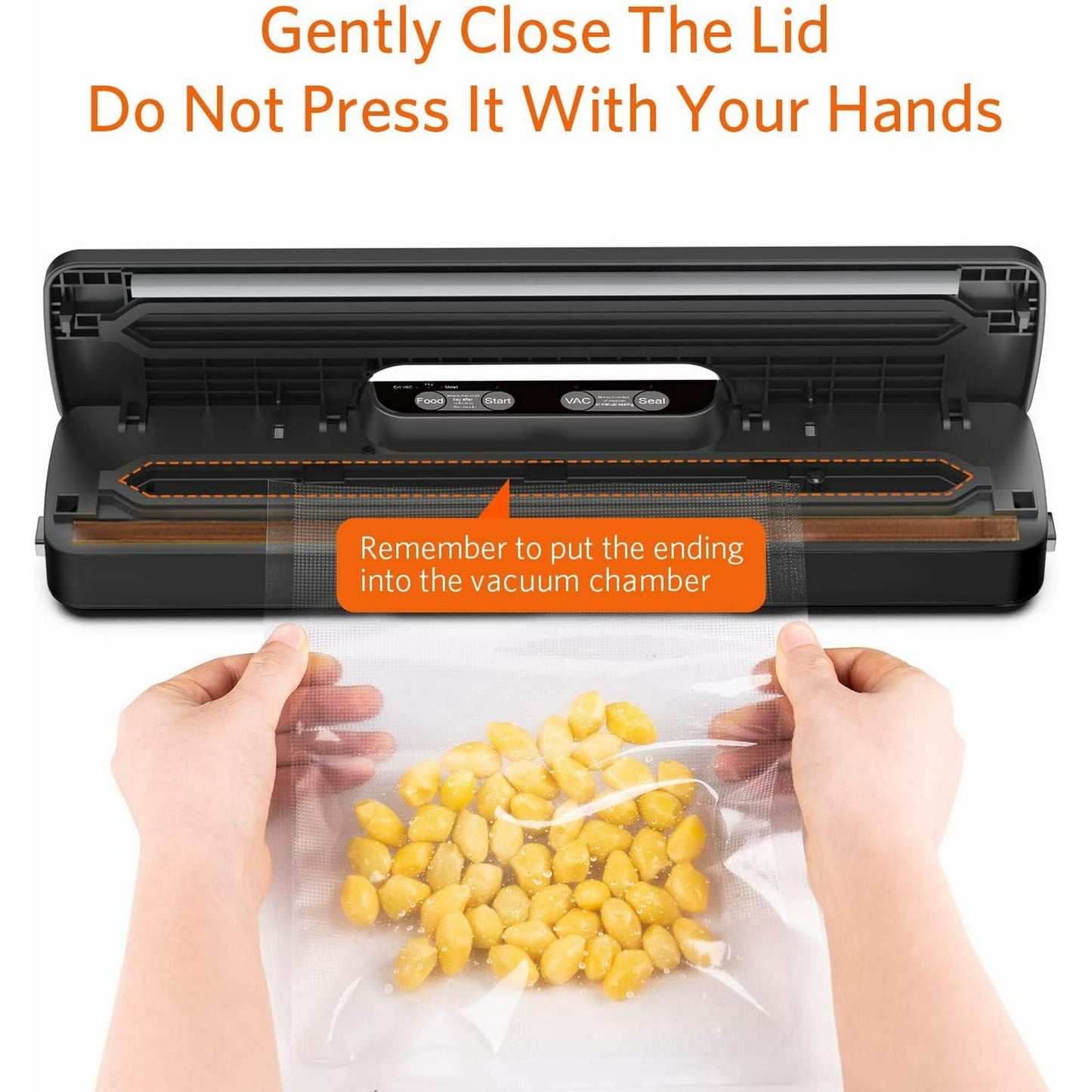 Food Vacuum Sealer Machine, Food Storage Saver Dry & Moist Food Modes, 5-in-1 Easy Options for Food Storage, with 5 Vacuum Seal Bags, Silver