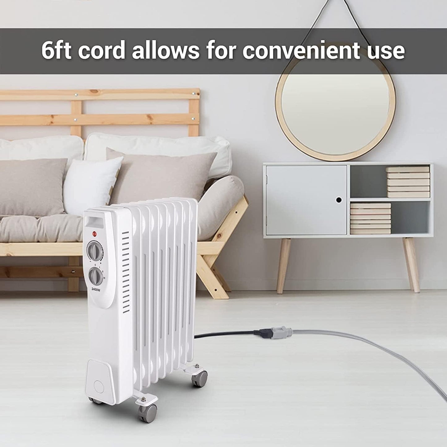 Clear Power 6 ft 14/3 Gray Air Conditioner/Major Appliance Indoor Extension Cord, Grounded Flat Plug, Perfect for AC Units and Major Appliances