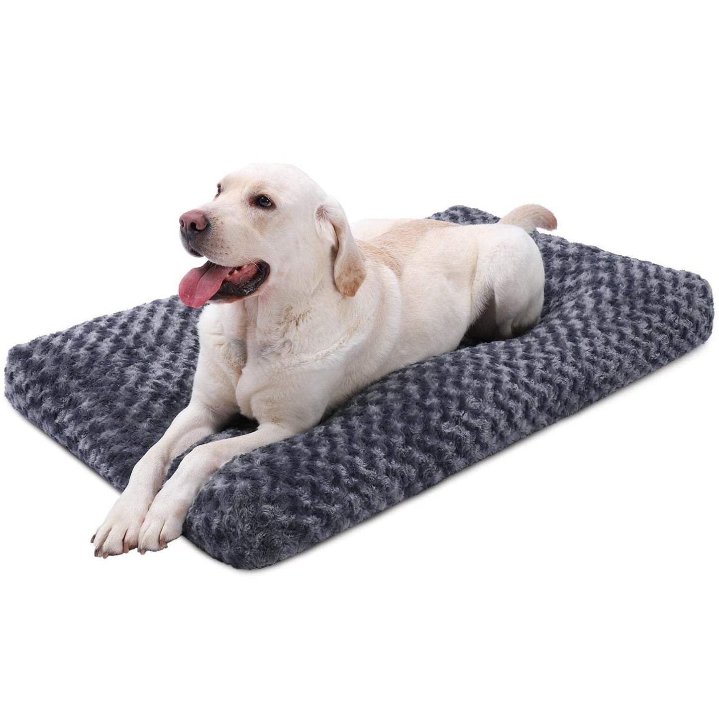 Behome 24Inch Dog Bed for Small Dogs, Soft Plush Pet Crate Bed with Rose Velvet, Non Removable Machine/Hand Washable Bolster with Anti Slip & Scratch Resistant(Dark Gray)
