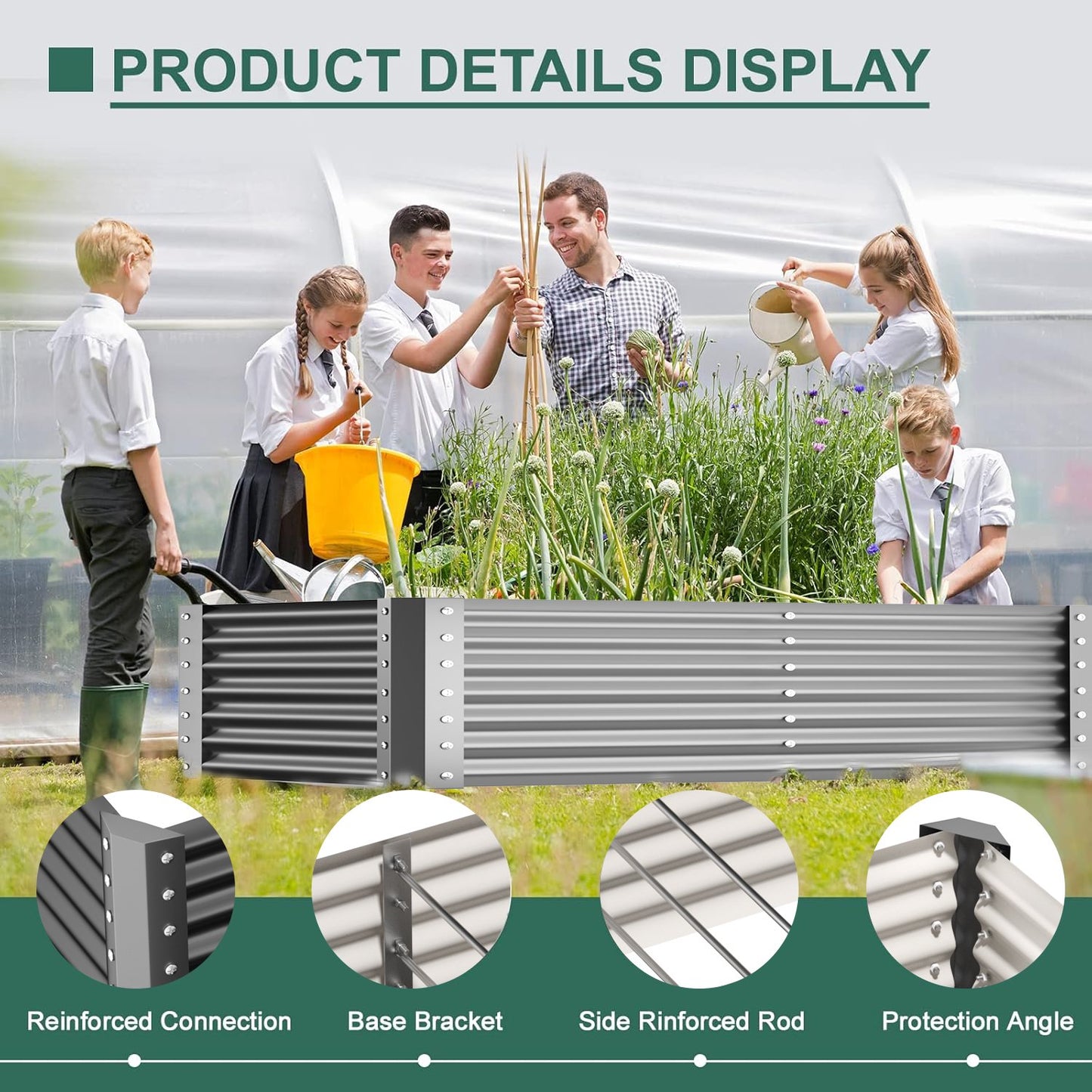 BN-LINK 6×3×2 ft Raised Garden Bed Kit, Rectangular Galvanized Metal Planter Garden Boxes Outdoor, Large Garden Beds for Vegetables Flowers, Easy DIY and Cleaning