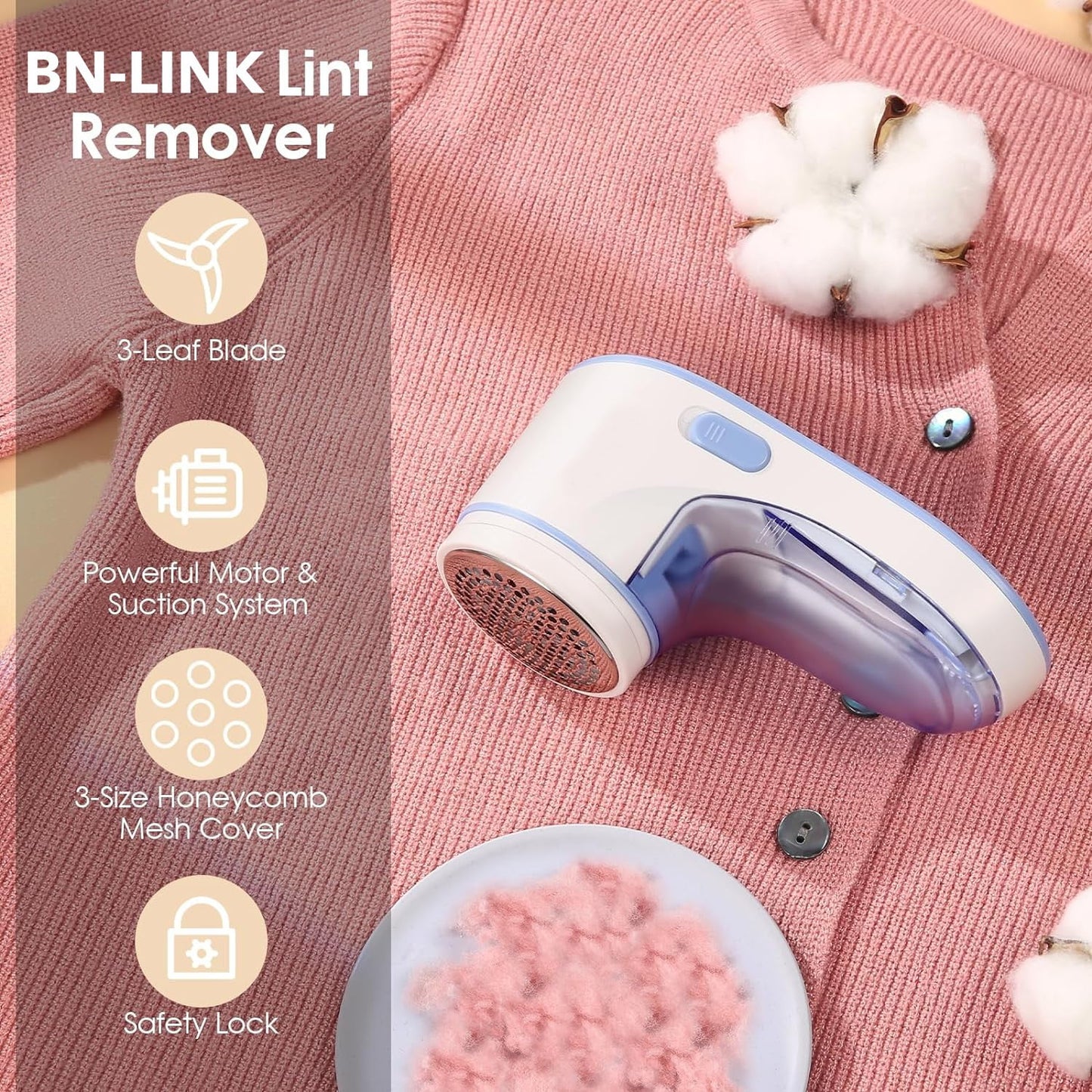 Fabric Shaver and Lint Remover, USB Rechargeable Sweater Defuzzer with 2 Replaceable Stainless Steel Blades, Remove Clothes Fuzz, Lint Balls, Pills, Bobbles