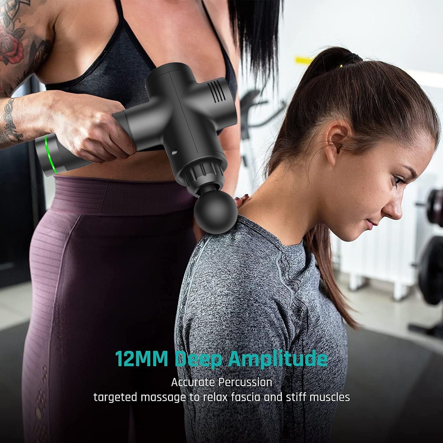 BN-LINK Massage Gun with 30 Speeds, Electric Deep Tissue Back Massage with 6 Massage Heads, Percussion Massage Device for Pain Relief Athletes, Black