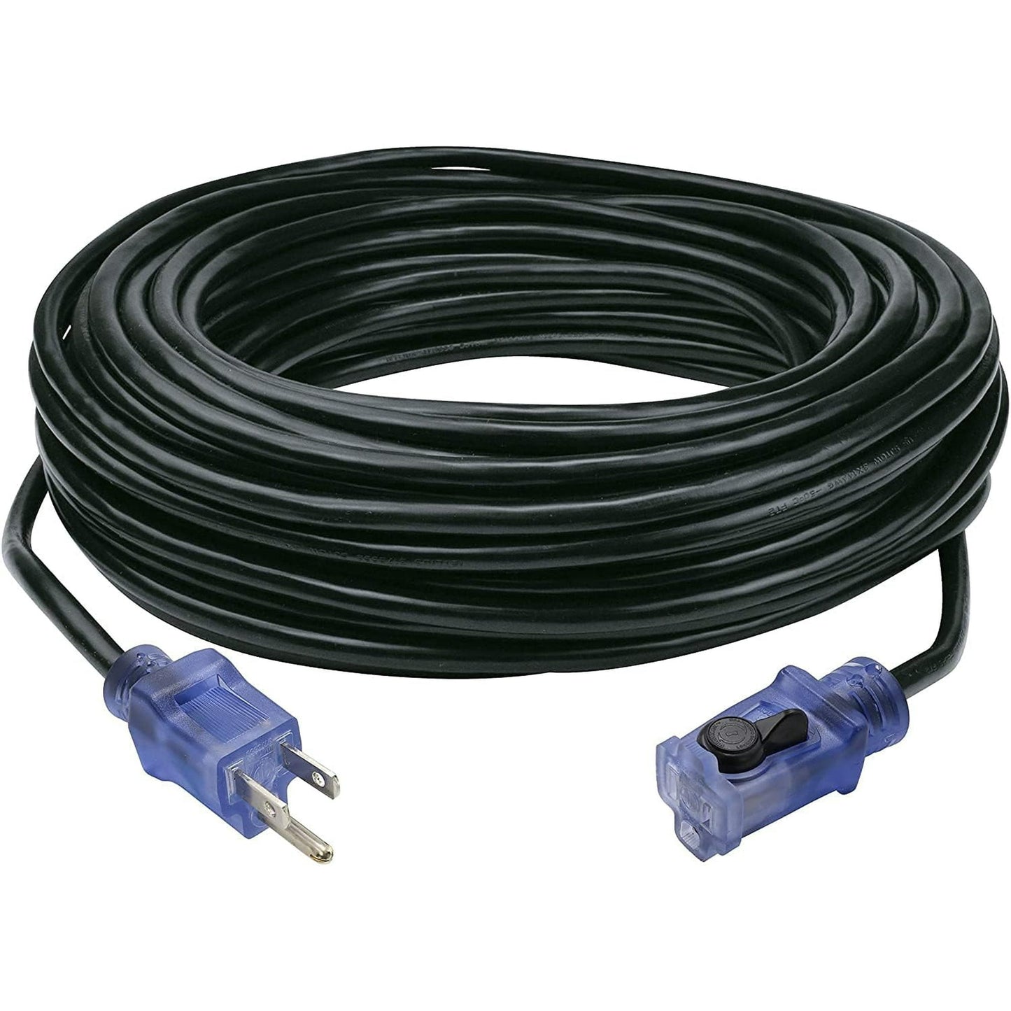 Clear Power 80ft 16/3 SJTW Black Outdoor Extension Cord & Cord Storage Wheel, 3 Prong Grounded Plug, Lighted-Locking Connector, Cord Reel w/Spin Handle