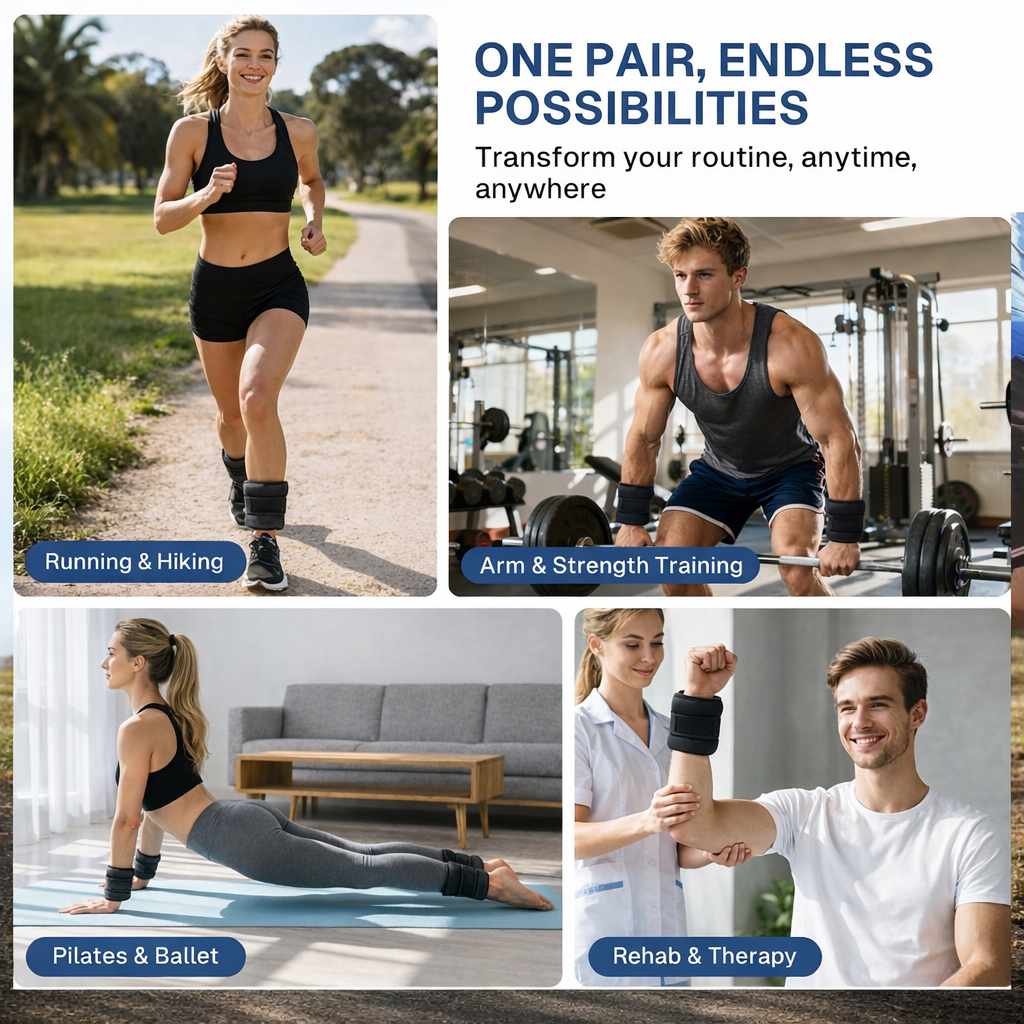 BN-LINK Adjustable Ankle Weights Set 1Pair (5lbs*2) Removable Sandbags Leg Arm Weights for Women Men,Modularized Leg Weight Straps for Yoga, Walking, Running, Aerobics, Gym