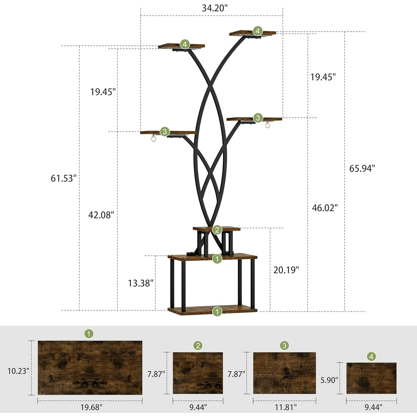 Behome Plant Stand with Adjustable Grow Lights, 7 Tiered Indoor Metal Plant Shelf, 66" Tall Plant Flower Holder for Home, Patio