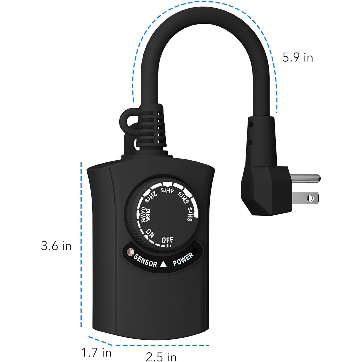 HBN Outdoor Light Timer Waterproof, Weatherproof Photocell Dusk to Dawn Light Sensor Timer 2/4/6/8 Countdown Timer, 1 Grounded Outlet for Christmas Lights,Hallowen Deceration,1875W 15A 1/2HP(2 Pack)