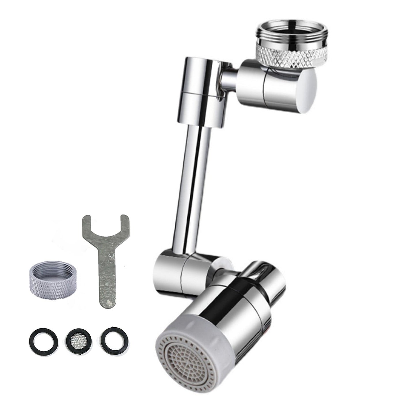 Behome 1800°Swivel Faucet Extender Aerator, 360°Free Rotating Splash Filter Faucet, 2 Water Outlet Modes, Kitchen/Bathroom Sink Adapter For Gargle, Eyewash And Rinse