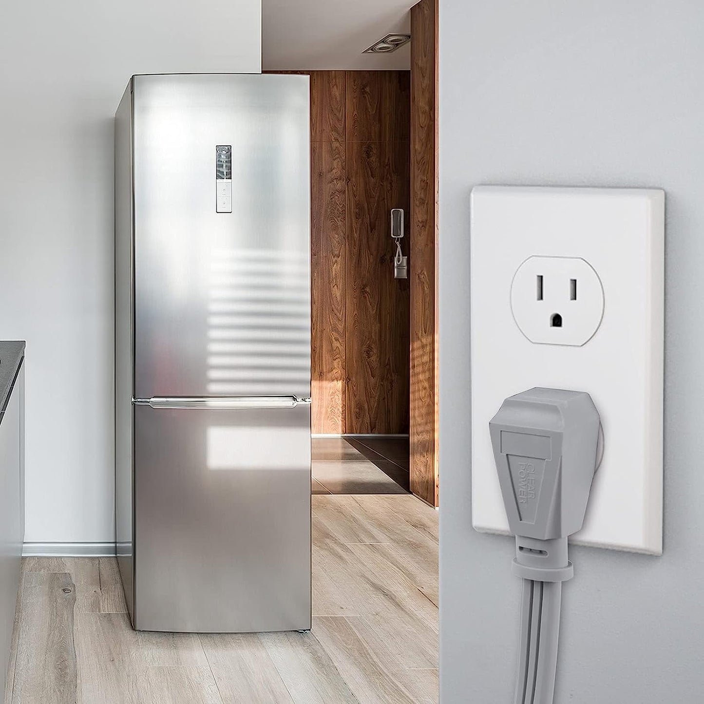 Clear Power 3ft 14/3 Gray Air Conditioner/Major Appliance Indoor Extension Cord, Grounded Flat Plug, Perfect for AC Units and Major Appliances