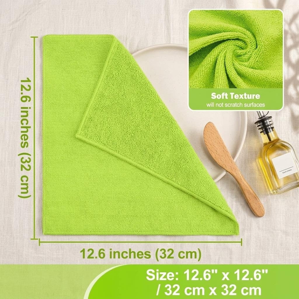 BN-LINK Microfiber Cleaning Cloth, 12 Pack Highly Absorbent Cleaning Rags, Lint-Free Microfiber Towels for Cars, House Kitchen Bathroom
