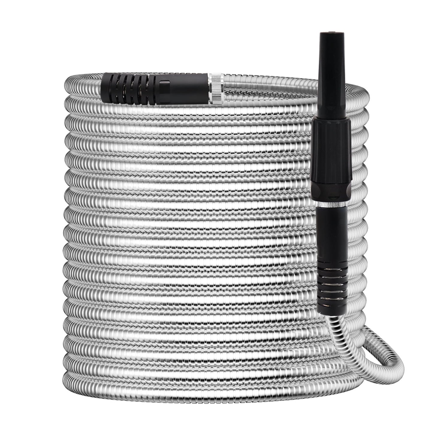 BN-LINK Garden Hose 75FT, 10 Pattern Thumb Spray Nozzle, No-Kink Flexible Stainless Steel Water Hose, Lightweight Leak & Rust Proof Water Hose for Yard, Outdoor, 3/4" Swivel Connectors