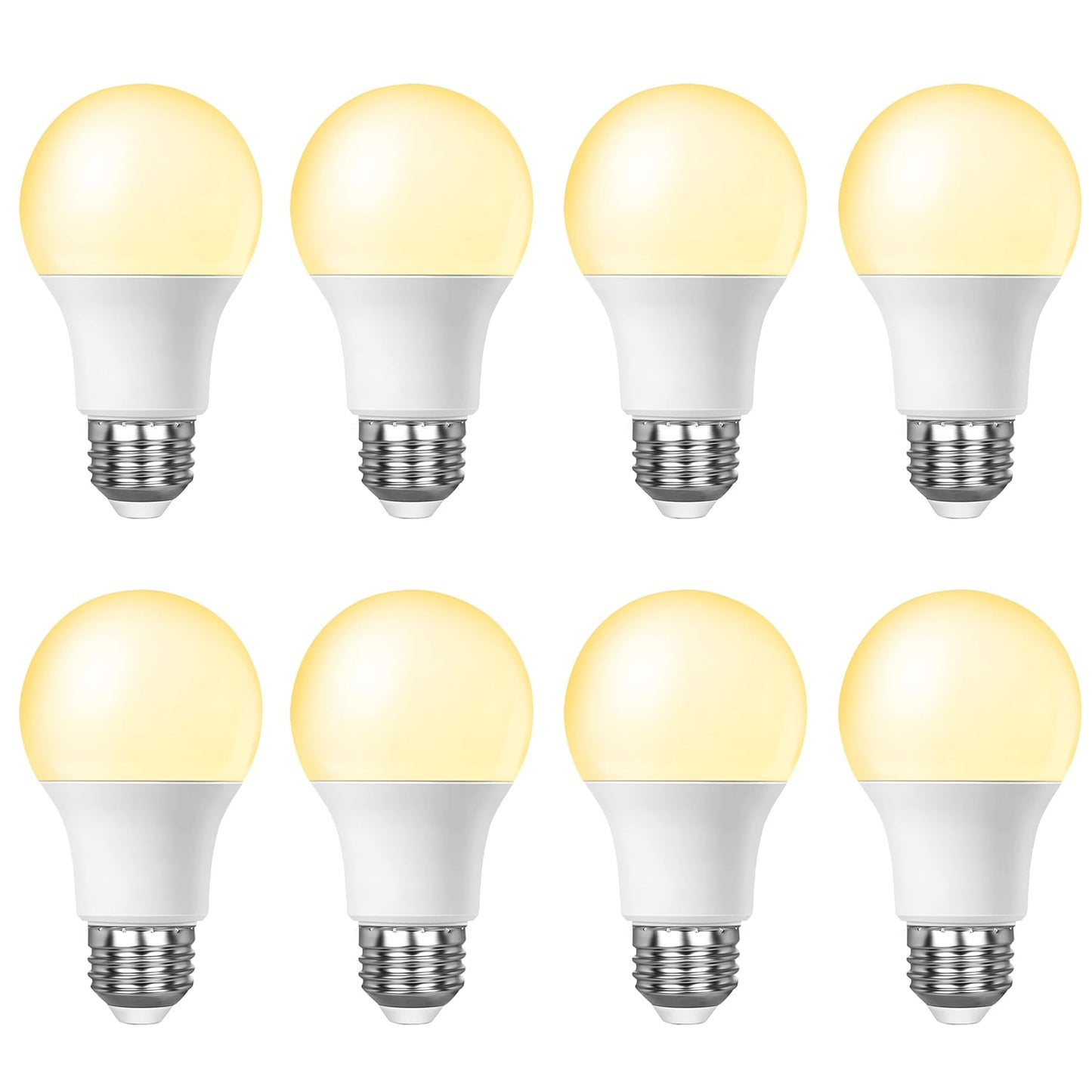 Behome 8 Pack A19 LED Light Bulbs, Energy Efficient 12W(100 Watt Equivalent), E26 Base, 3000K Daylight & 822 Lumens, Non-Dimmable(Warm White)