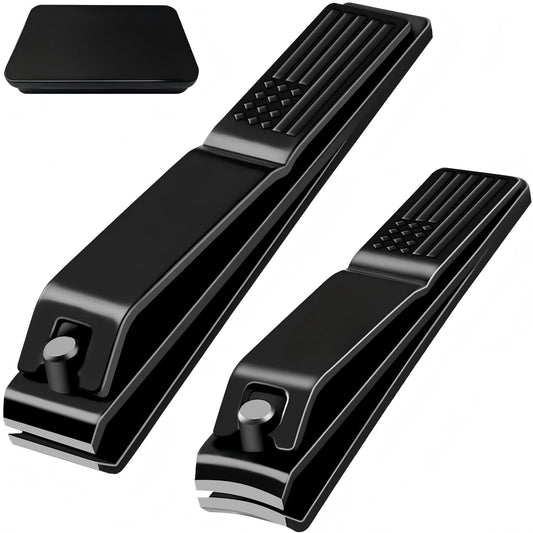 Behome Nail Clippers Set, Ultra Sharp Stainless Steel Fingernail & Toenails Clipper and Nail File with Tin Case, Black