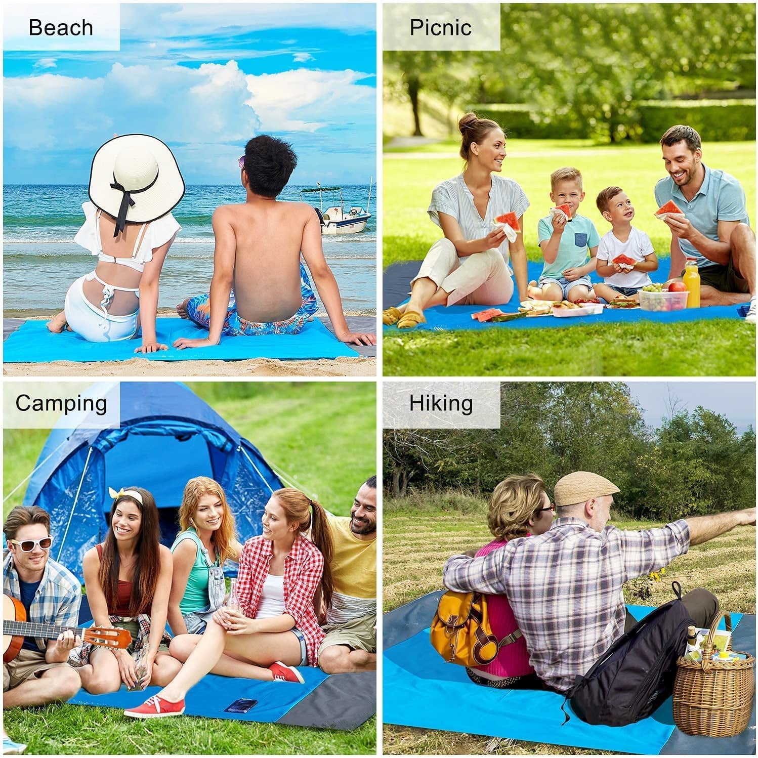 BN-LINK Beach Blanket 79'' x 55'', Oversized Lightweight Waterproof Sandproof Beach Blanket, Large Picnic Blankets for Beach, Travel, Camping, Hiking, Picnic