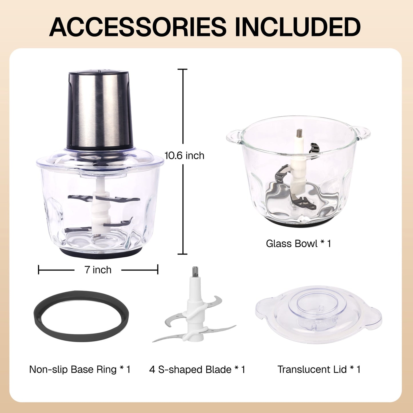 Behome Food Processors, 10 Cup Electric Food Chopper Meat Grinder & Vegetable Chopper with Powerful 400W Copper Motor Blades for Fruits/Meat/Nuts