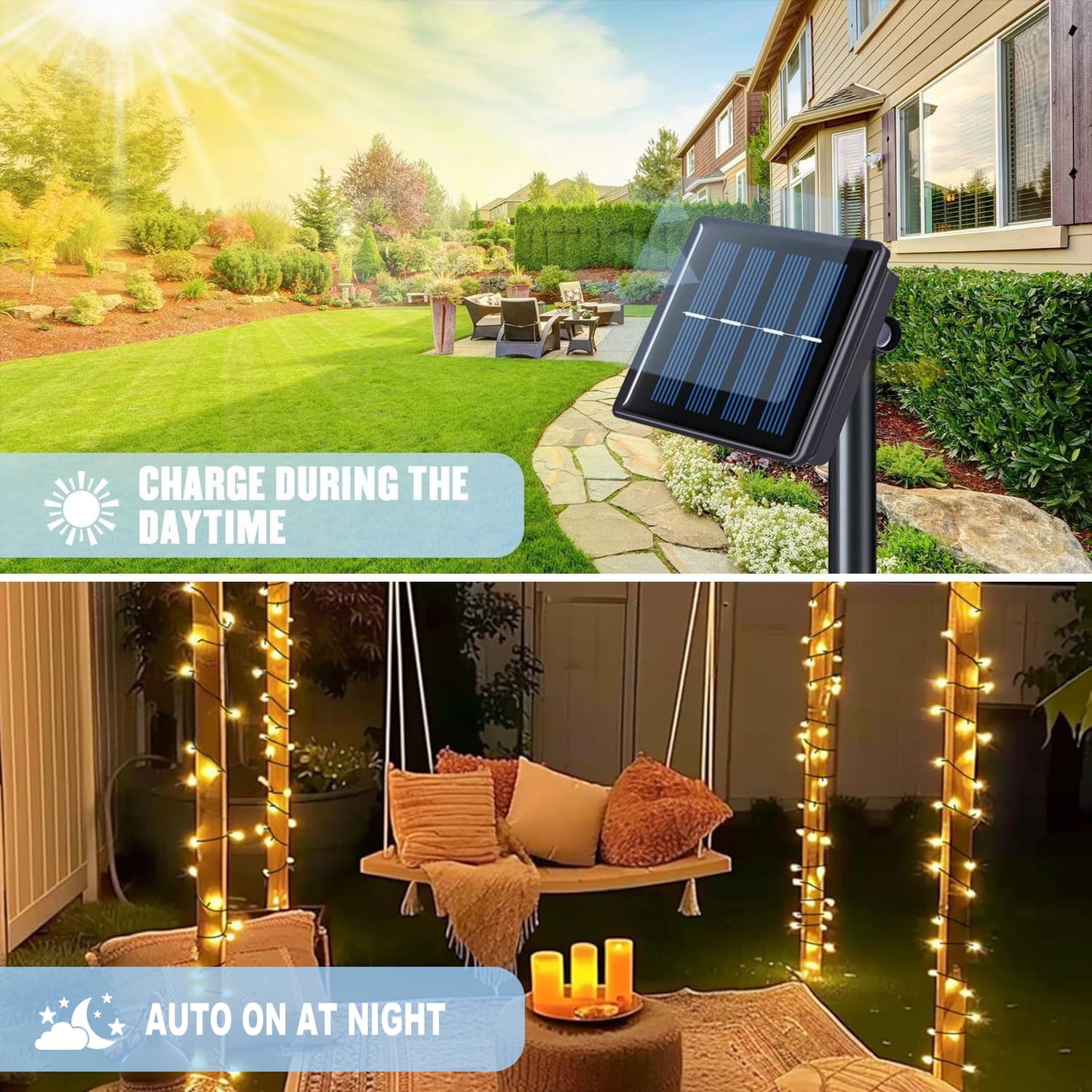 BN-LINK 2 Packs Solar String Christmas Lights, 39FT 100 LED Solar String Lights with 8 Lighting Modes, Outdoor Waterproof Christmas Lights for Xmas Tree, Party, Garden(Warm White)