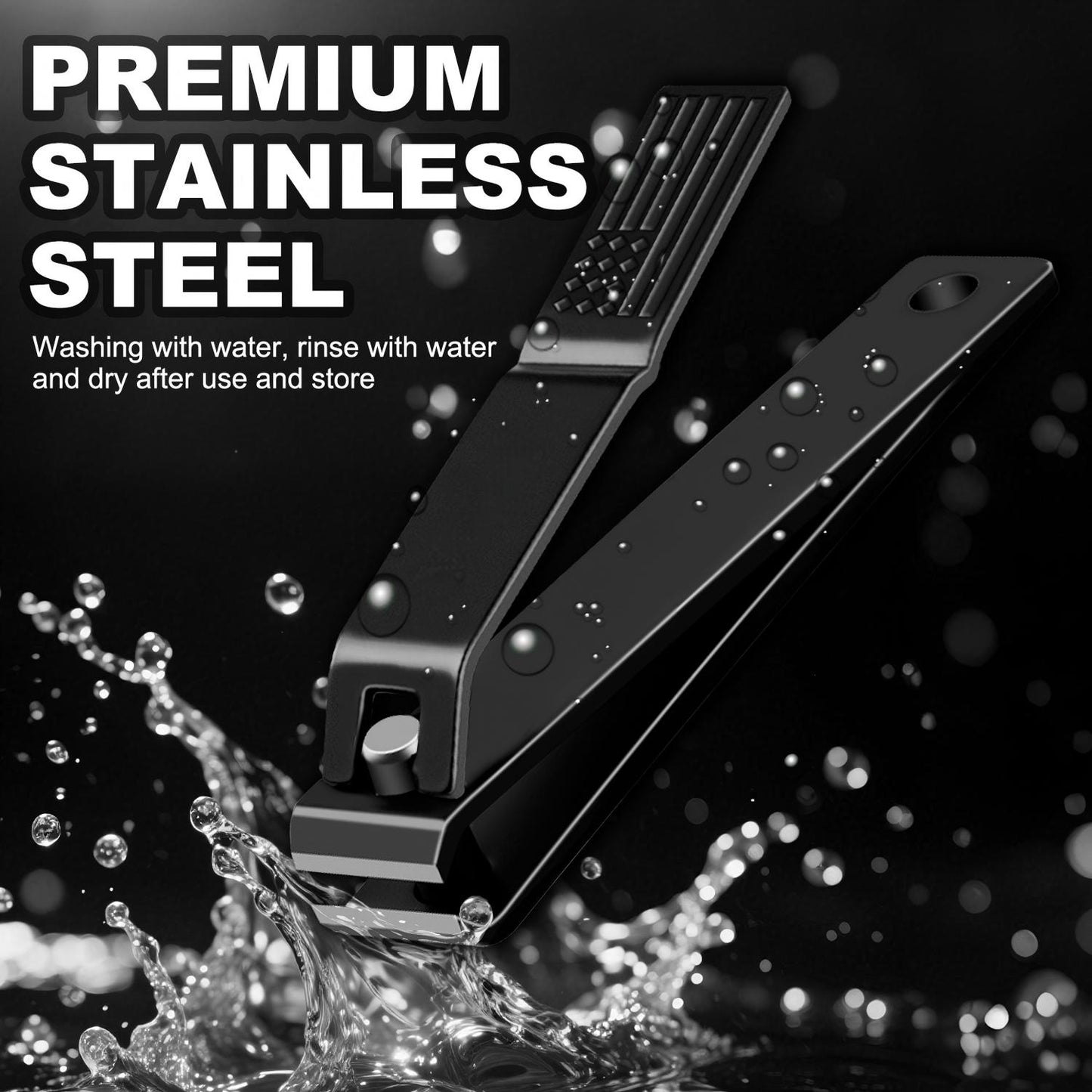 Behome Nail Clippers Set, Ultra Sharp Stainless Steel Fingernail & Toenails Clipper and Nail File with Tin Case, Black