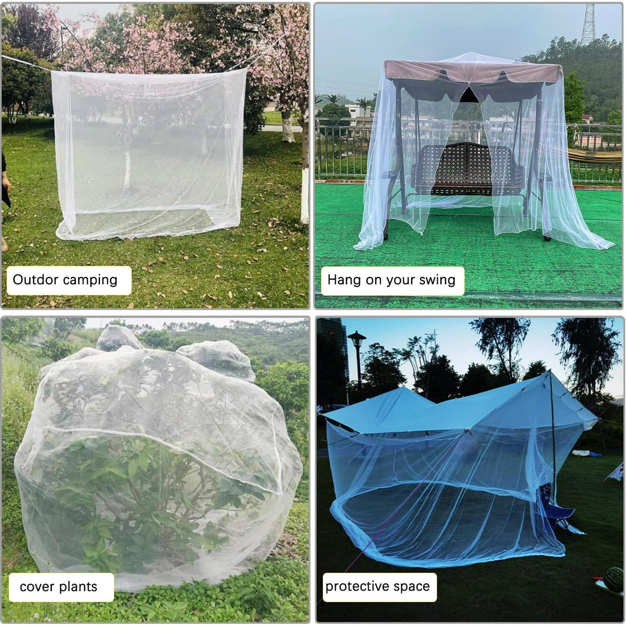 BN-LINK Bed Canopy for Full Queen King Size Bed, Canopy Bed Curtains Elegant Mosquito Net, Mosquito Netting for Camping Patio Indoor Outdoor Bug Net, White