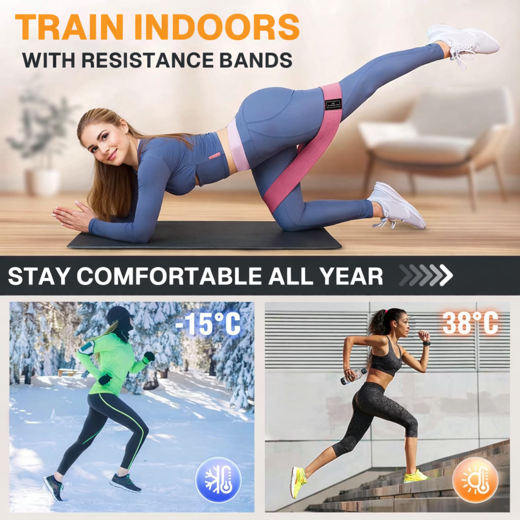 Behome 3 Pack Resistance Bands for Working Out, Fabric Exercise Bands with Workout Guide, Strength Training Bands for Legs, Glutes, Yoga, Pilates & Home Fitness