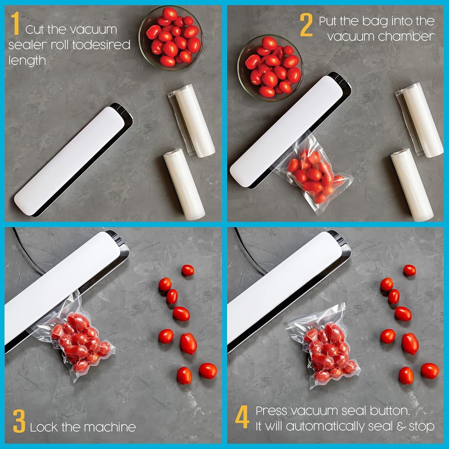 Behome Vacuum Sealer Bags, 2 Rolls (7.87”x 50’&11.02” x 50’) Textured Vacuum Sealer Bags for Food Sealer, for Sous Vide Cooker and All Vaccum Food Sealer Machines