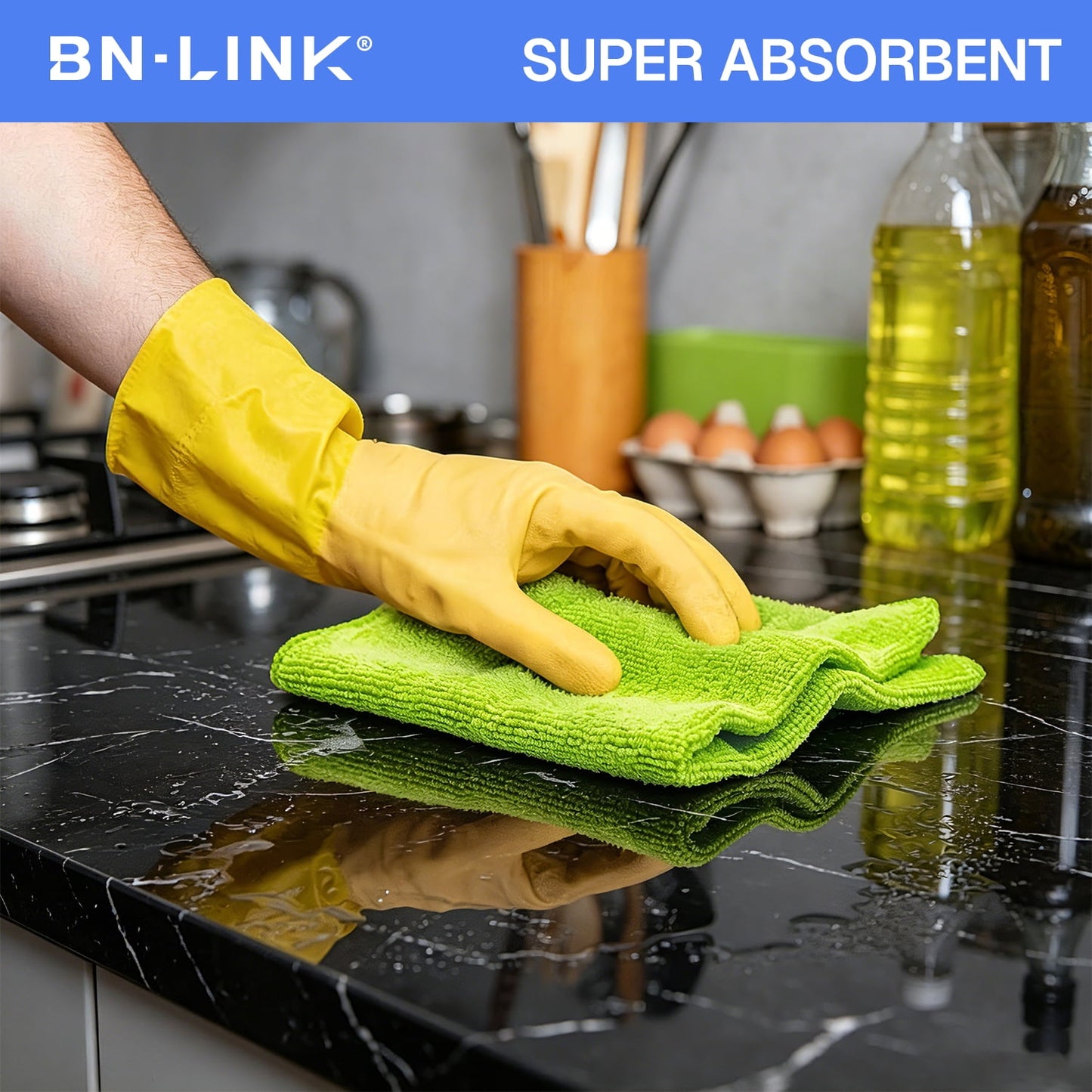 BN-LINK Microfiber Cleaning Cloth, 12 Pack Highly Absorbent Cleaning Rags, Lint-Free Microfiber Towels for Cars, House Kitchen Bathroom
