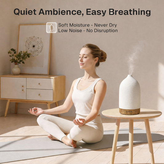 Behome 100ML Ceramic Essential Oil Diffuser, Ultrasonic Diffuser with 7-Color LED Lights, Scent Diffuser with Timer & Auto Shut-Off, for Home, Office, Yoga