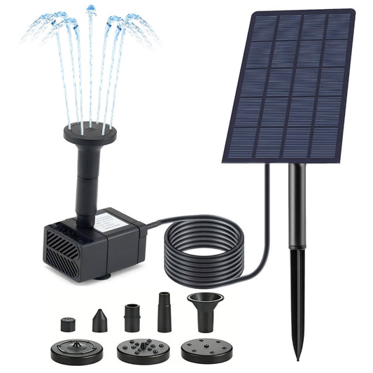 BN-LINK 2.5W Solar Fountain Pump,Solar Power Water Pump with 5 Nozzles, Outdoor Solar Pump for Bird Bath ,Garden Pool, Pond, Fish Tank