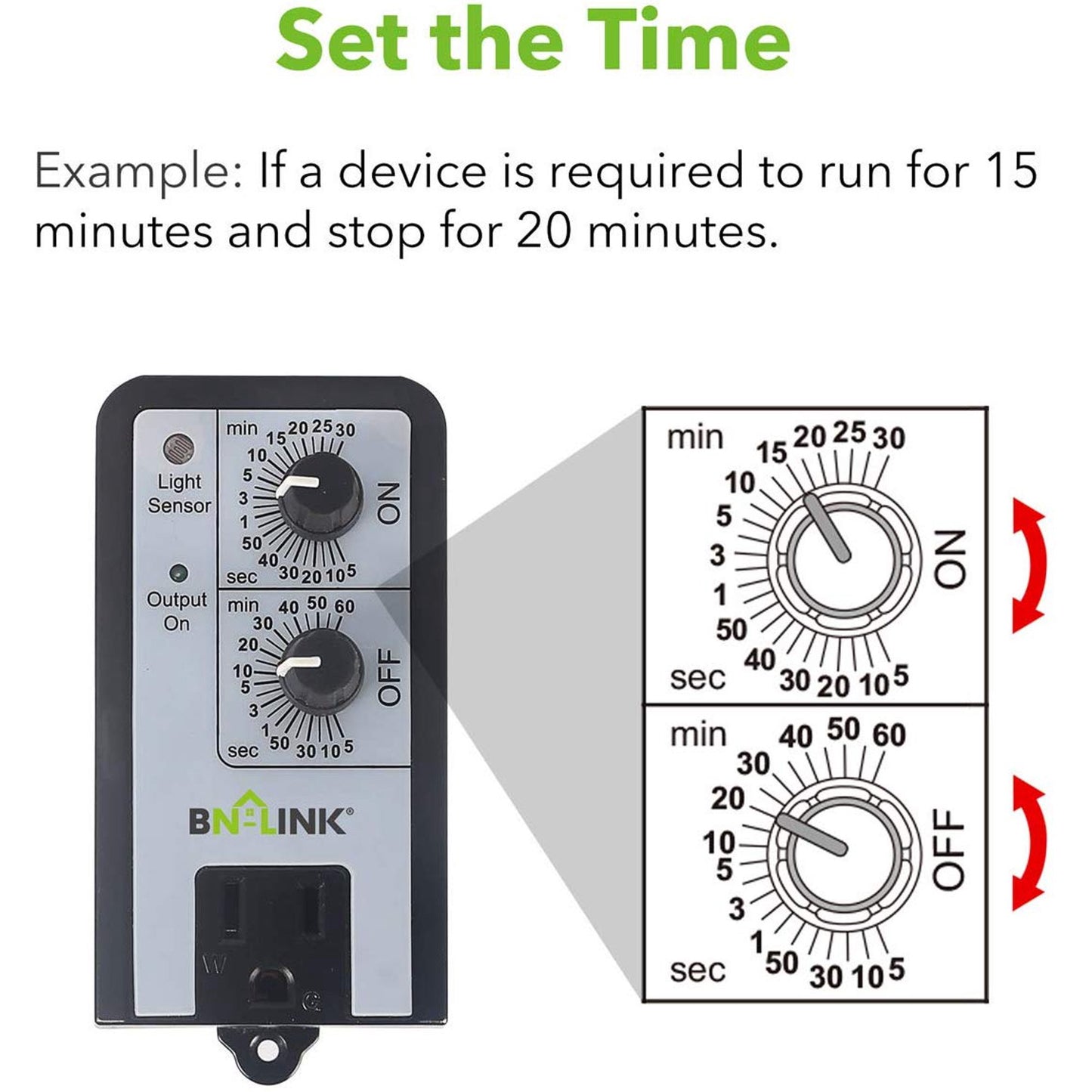 BN-LINK Short Period Repeat Cycle Intermittent Timer, Interval Timer - Day, Night, or 24 Hour Operation